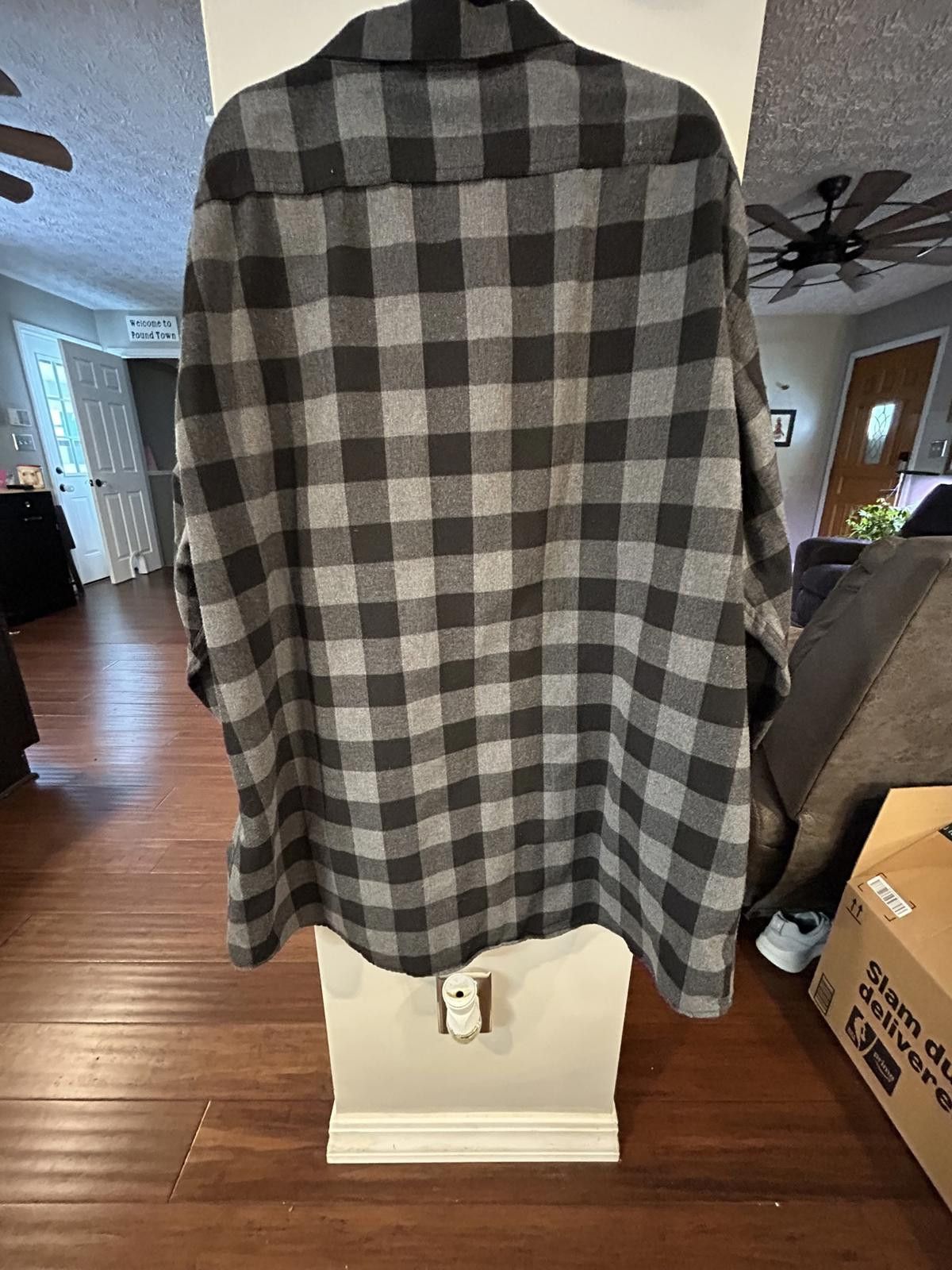 Other Men's Black and Gray Checkered Flannel Shirt 3XL Size US XXL / EU 58 / 5 - 4 Thumbnail