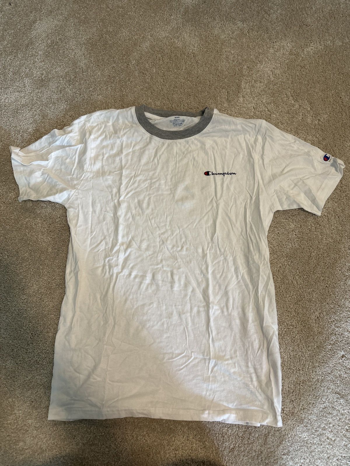 Champion Champion Gray Collared White Tee Size US M / EU 48-50 / 2 - 1 Thumbnail