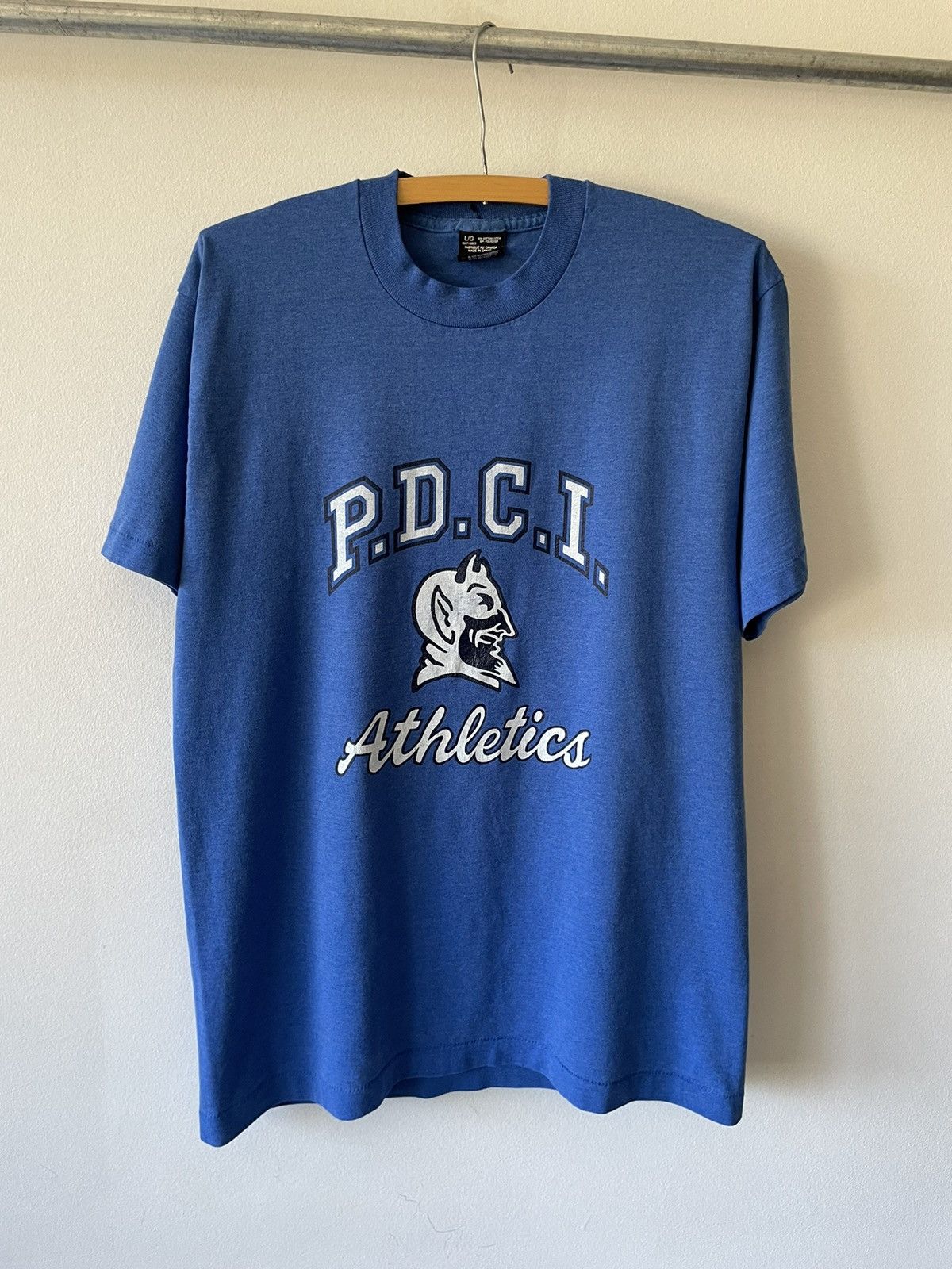 Vintage Vintage 90s Blue Devil PDCI Athletics tee Size US L / EU 52-54 / 3 - 1 Thumbnail