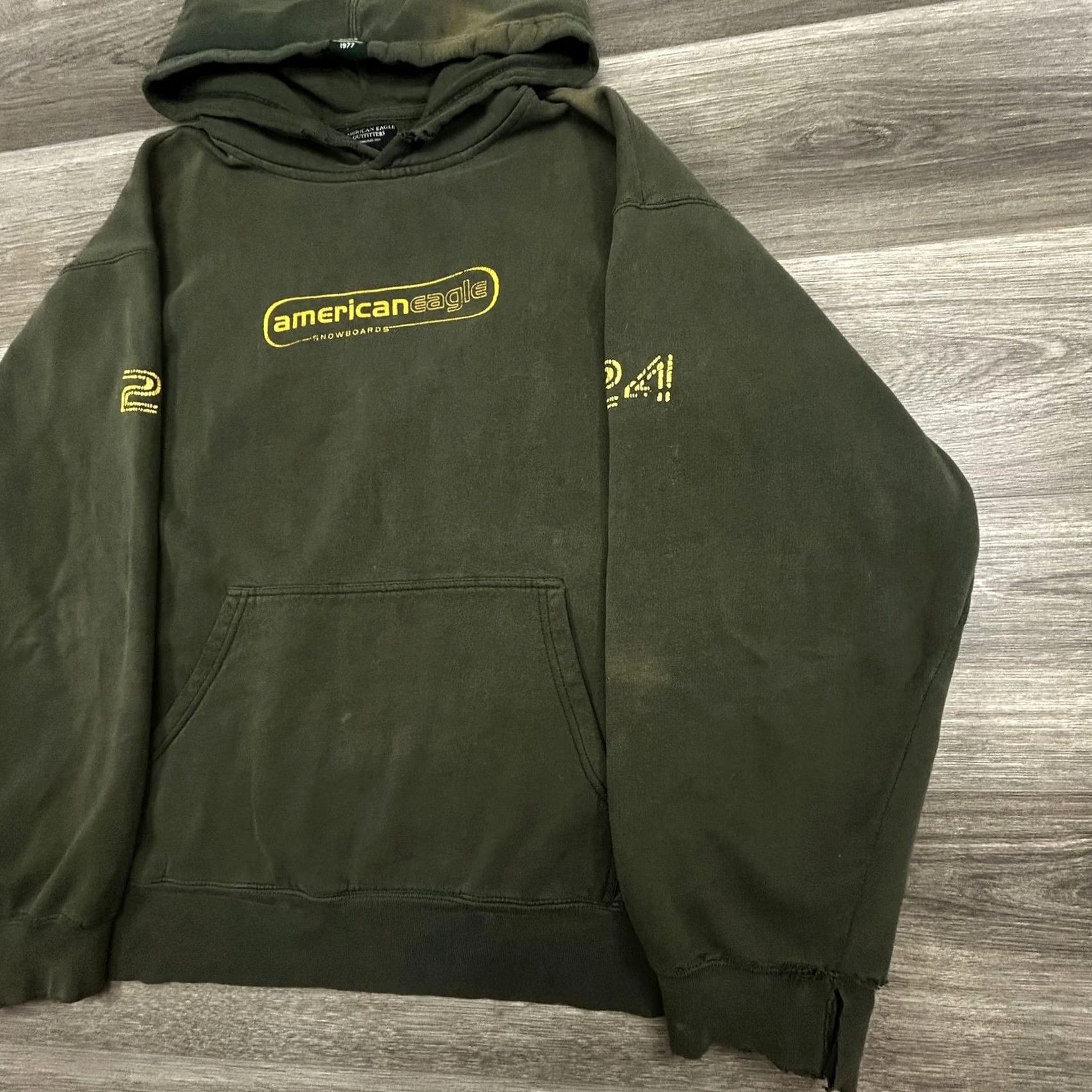 American Eagle Outfitters VINTAGE American Eagle Hoodie Mens 2XL Green Snowboard Faded Distressed 90s Size US XXL / EU 58 / 5 - 4 Thumbnail