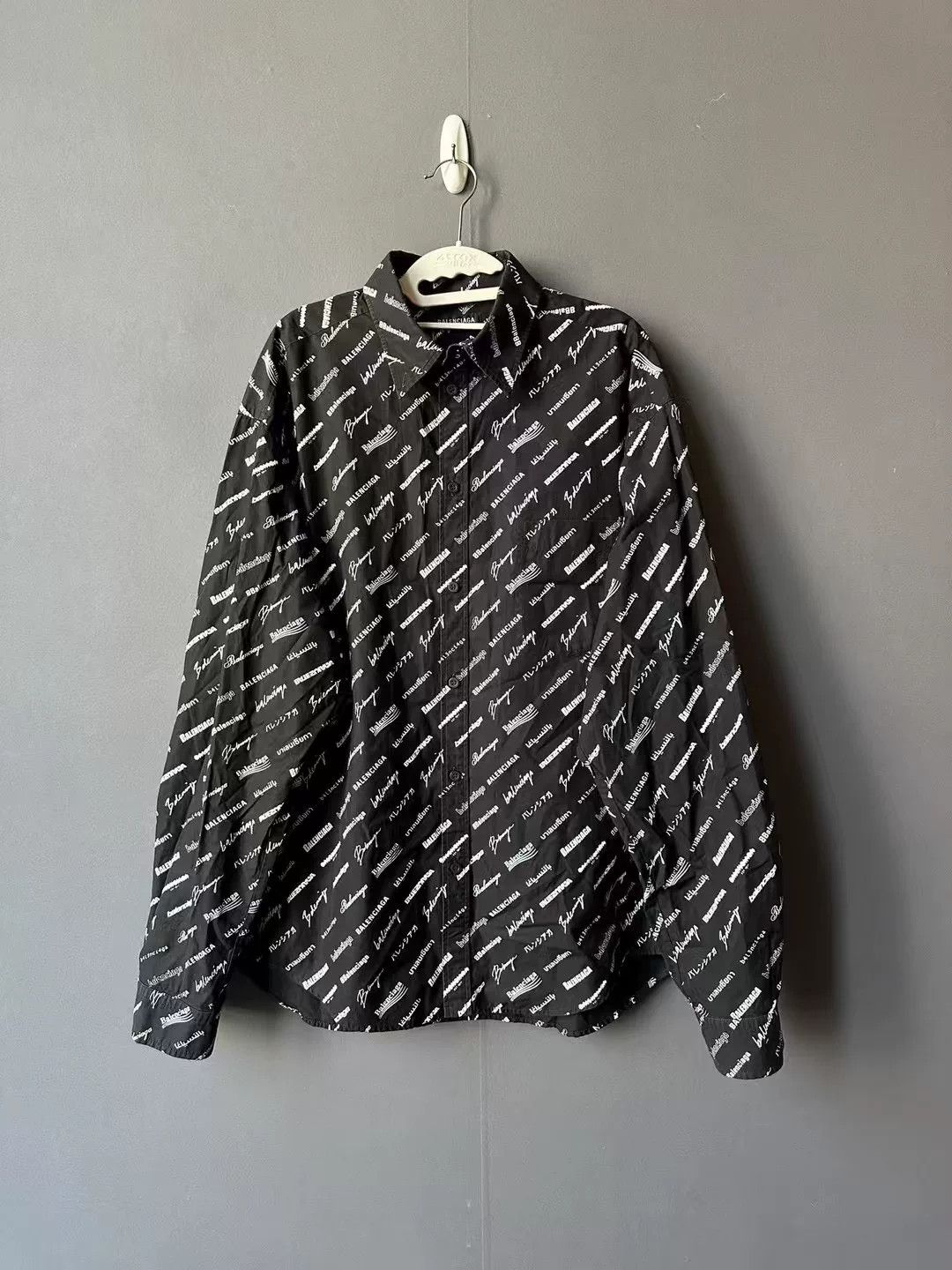 Balenciaga Balenciaga Logo Print Long Sleeve Shirt Size US XS / EU 42 / 0 - 1 Thumbnail