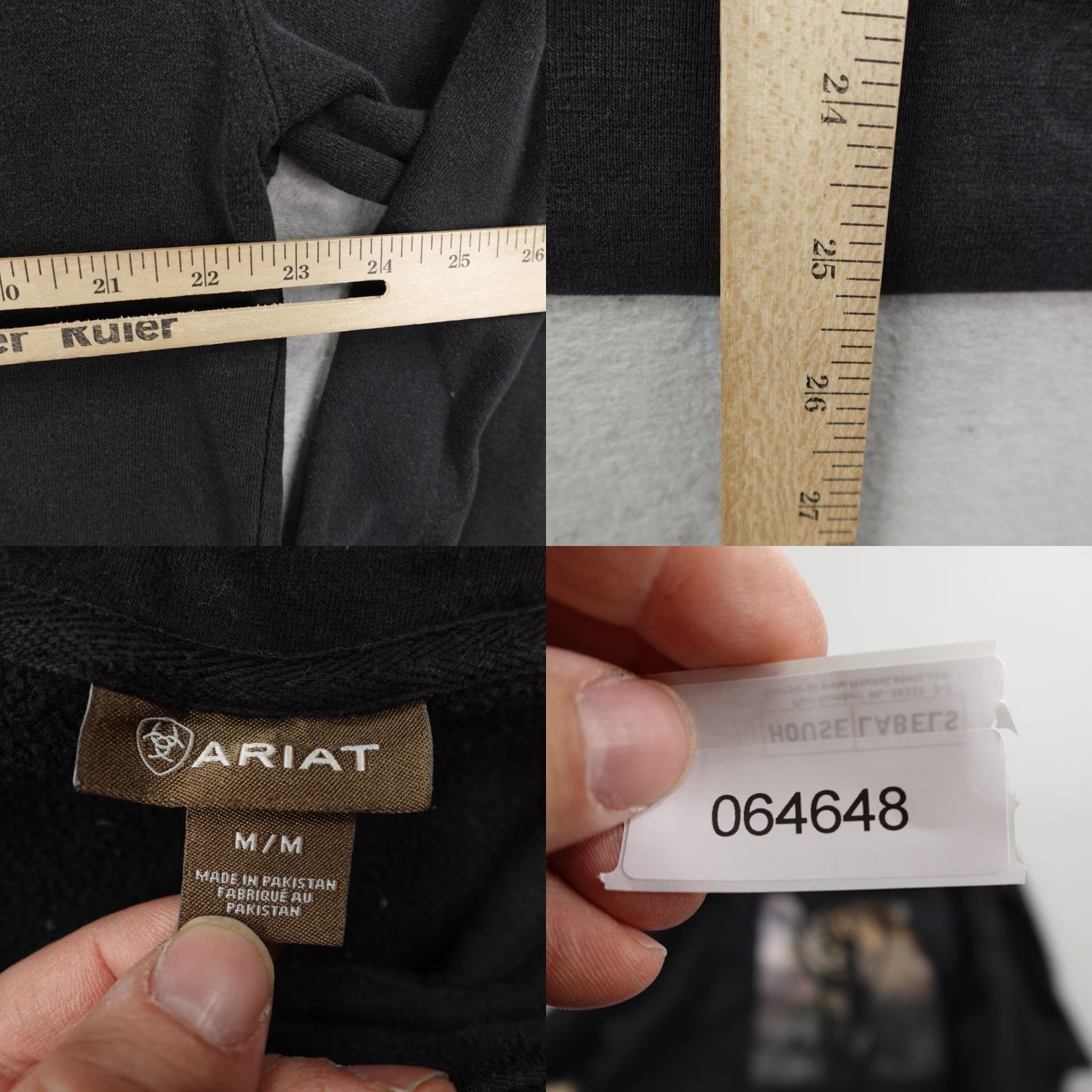Ariat Ariat Hoodie Mens Medium Black Pullover Sweatshirt Work Western Rodeo Fleece Size US M / EU 48-50 / 2 - 8 Thumbnail