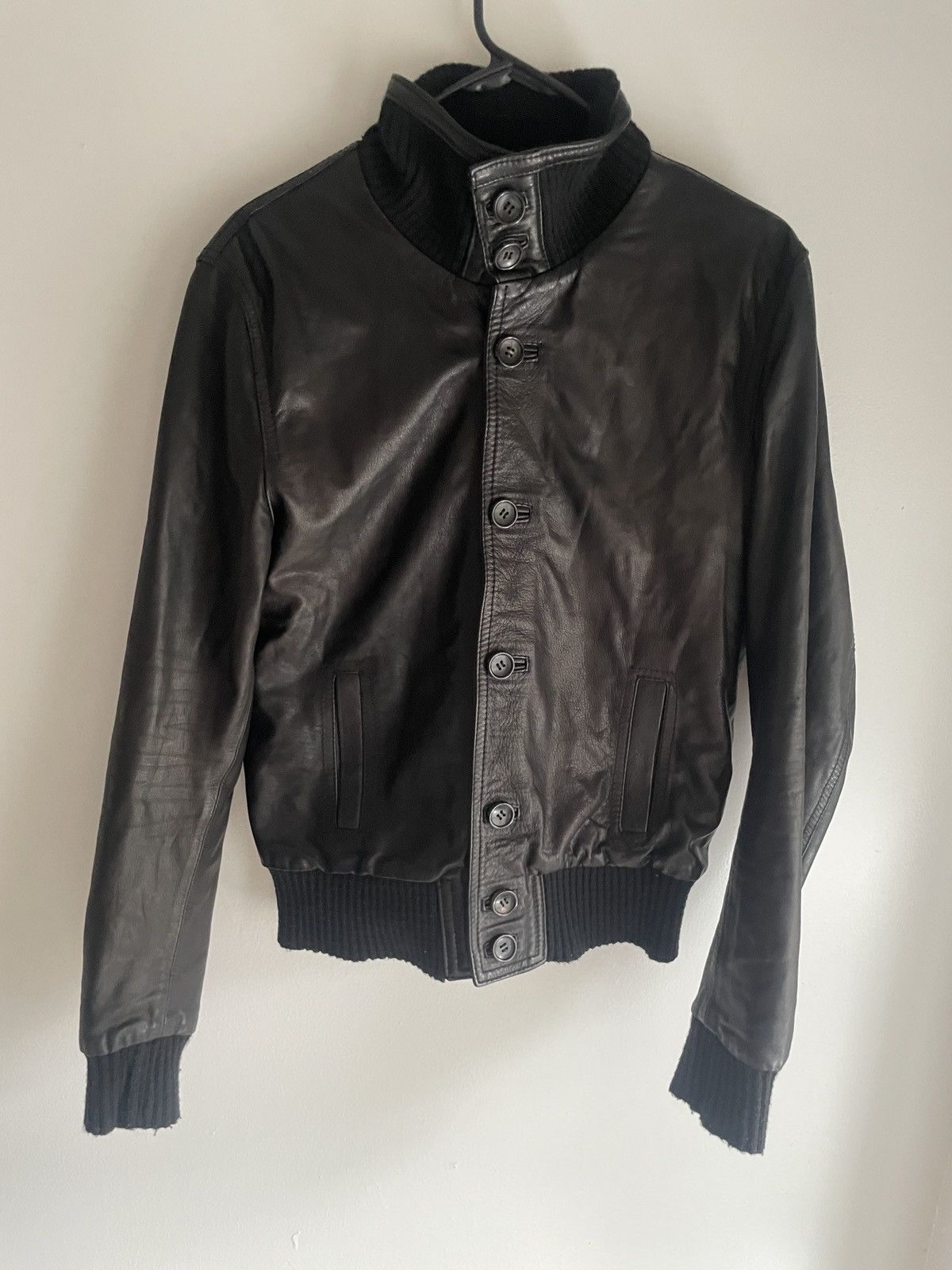 Dacute Ribbed Cropped Leather Jacket Size US M / EU 48-50 / 2 - 2 Thumbnail