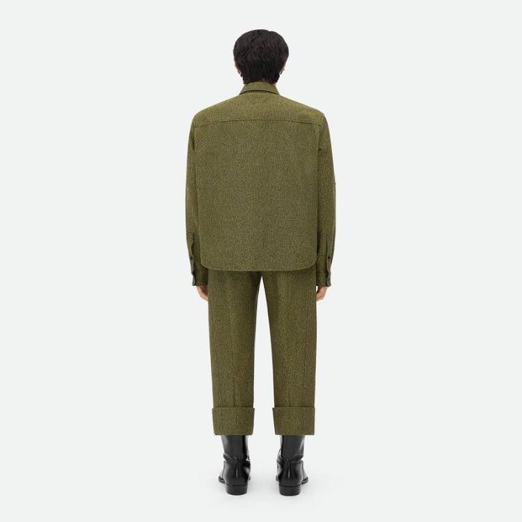 Bottega Veneta o1n1vont1224 Relaxed Fit Textured Cotton Shirt in Green Size US M / EU 48-50 / 2 - 3 Thumbnail