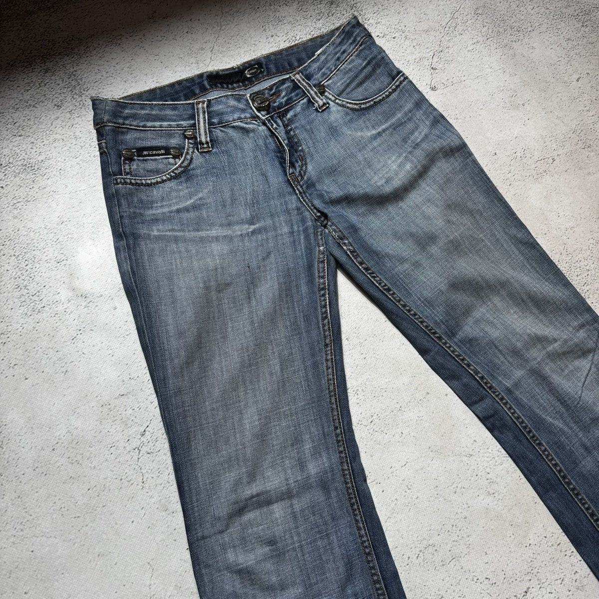 Just Cavalli just cavalli flared distressed jeans with big logo archive Size 29" - 6 Thumbnail