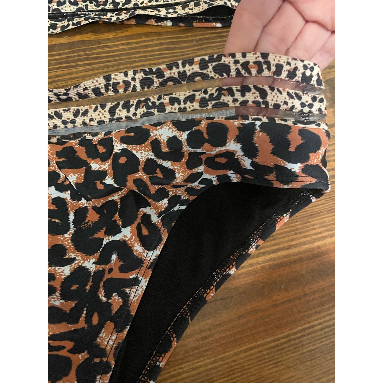Other Cheetah Print Mesh Panel Hight Waisted Bandeau Bikini,size L Size ONE SIZE - 2 Thumbnail