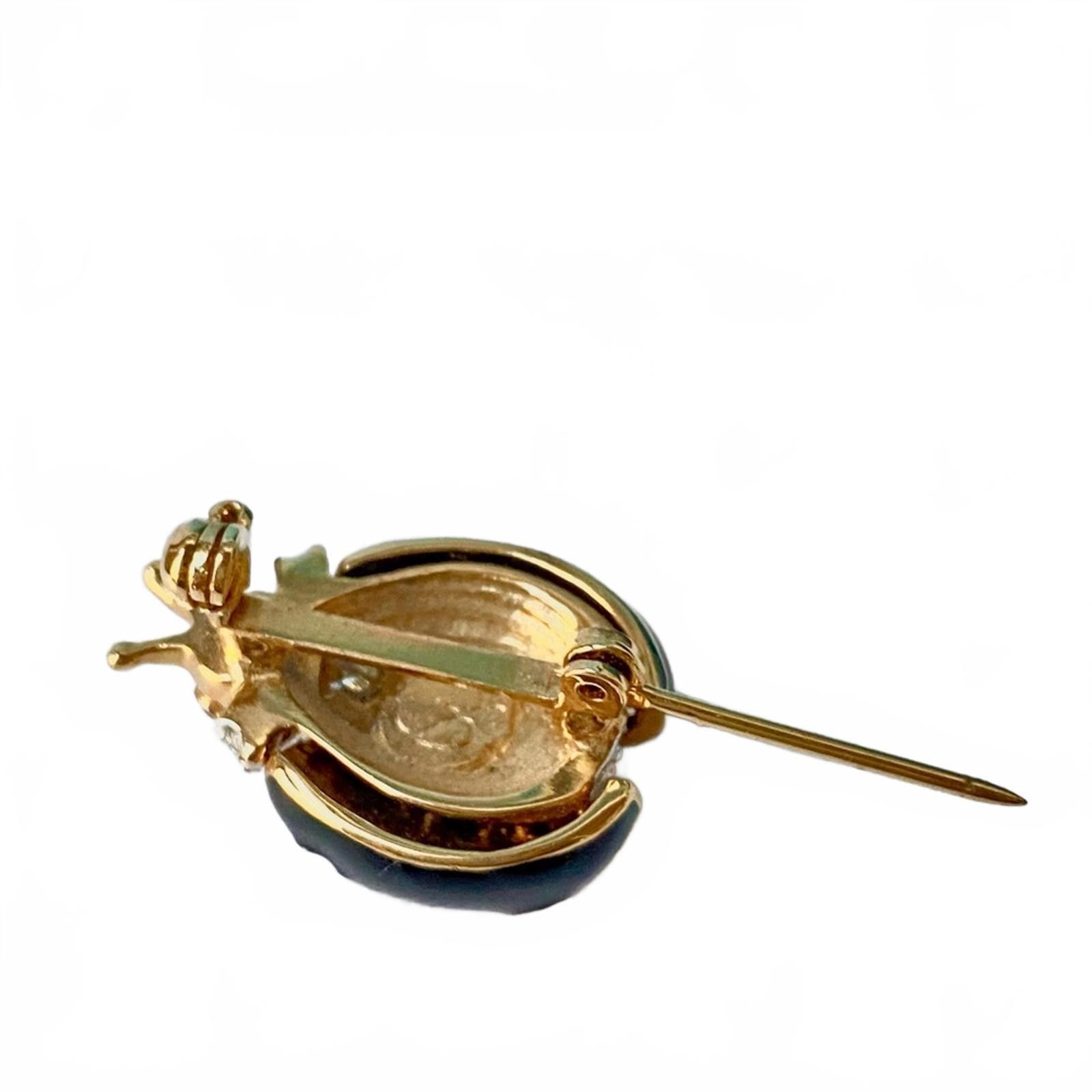St. John Vintage St. John Gold Black Enamel Rhinestone Ladybug Brooch Size ONE SIZE - 3 Thumbnail