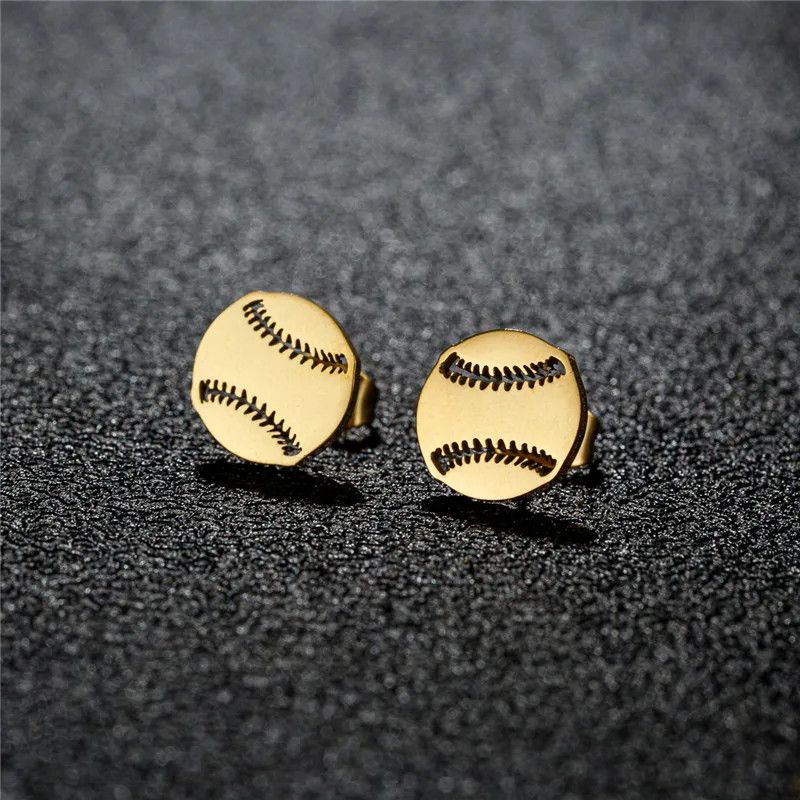 Jewelry Baseball Mini Stud Earrings Charm Earring Gift Size ONE SIZE - 1 Preview