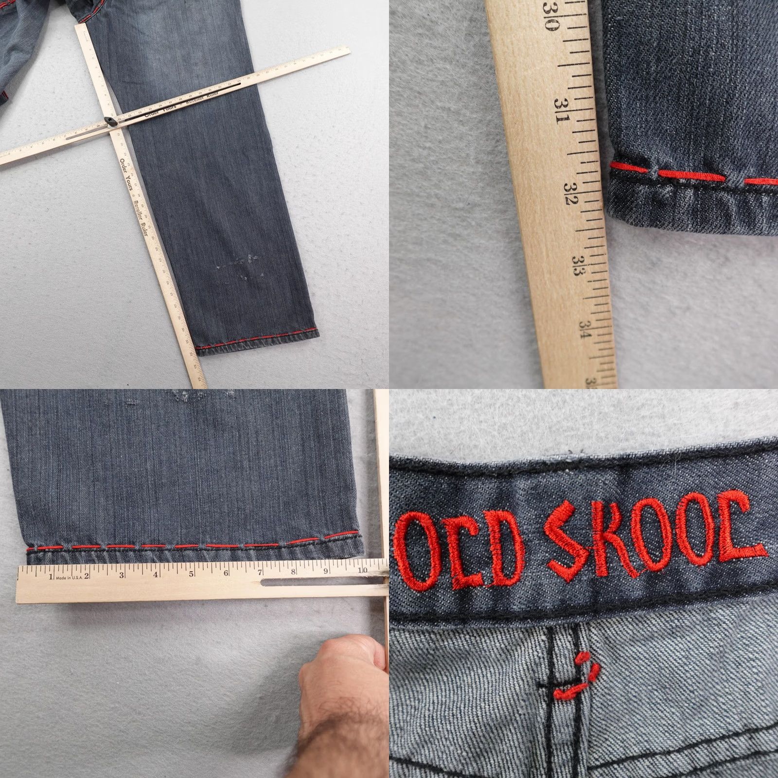 Vintage VINTAGE Old Skool Jeans Mens 42 Gray Embroidered Baggy Wide-Leg Distressed 32in Inseam Casual Mens Jeans Size US 42 / EU 58 - 9 Thumbnail