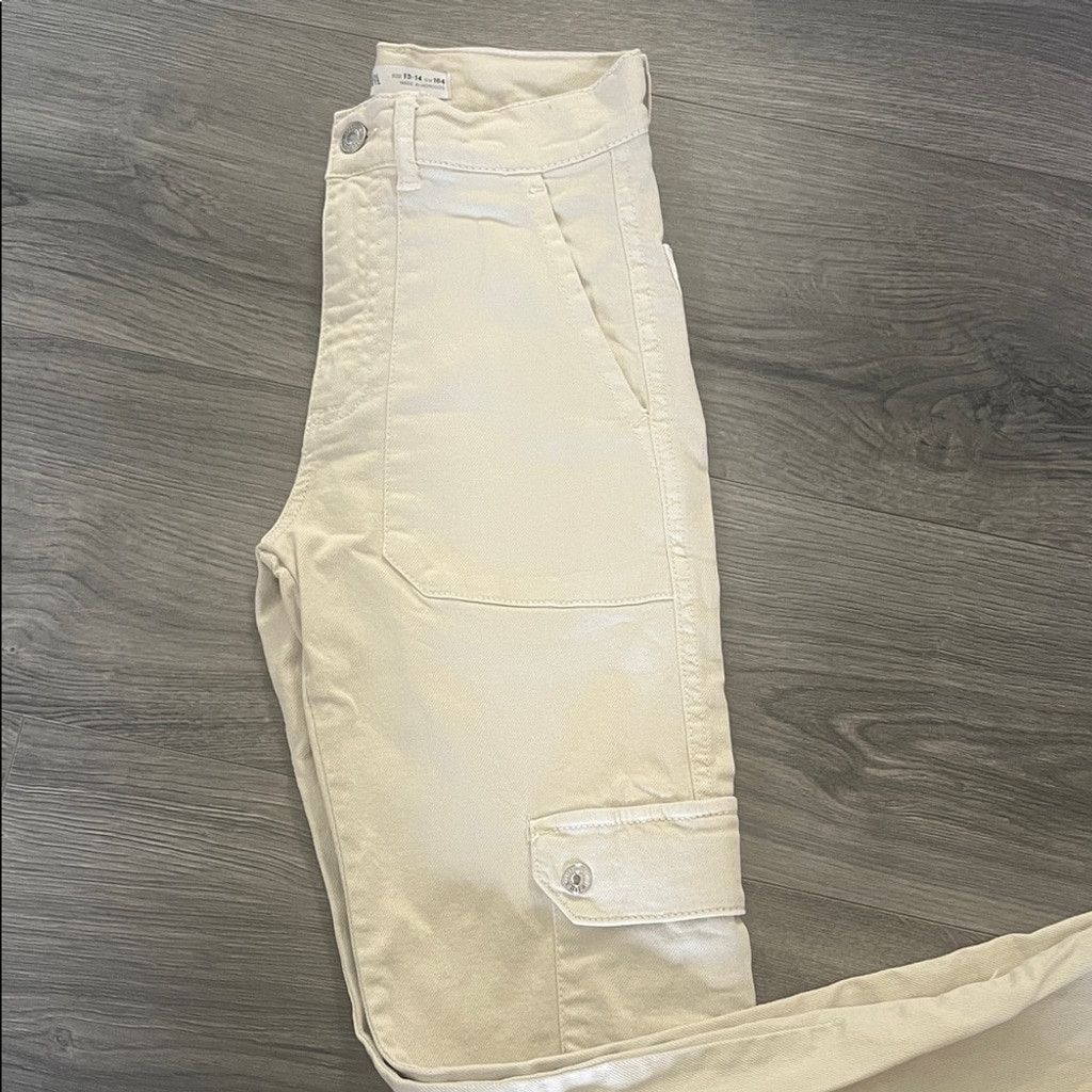 Zara Zara Women's Cream Flare Cargo Jeans Size 31" - 4 Thumbnail