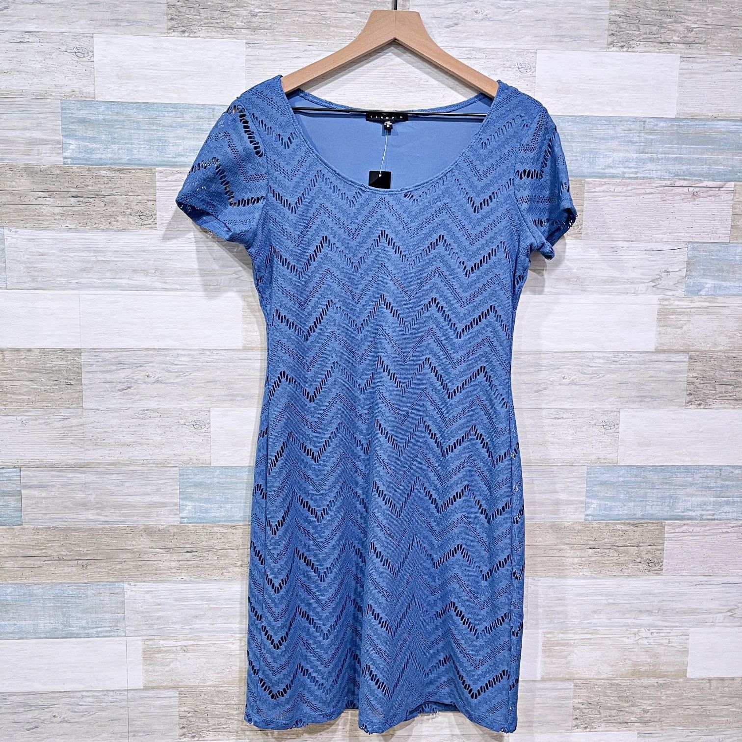 Other Tiana B Lace Overlay Short Cap Sleeve Sheath Dress Blue M Size M / US 6-8 / IT 42-44 - 1 Thumbnail