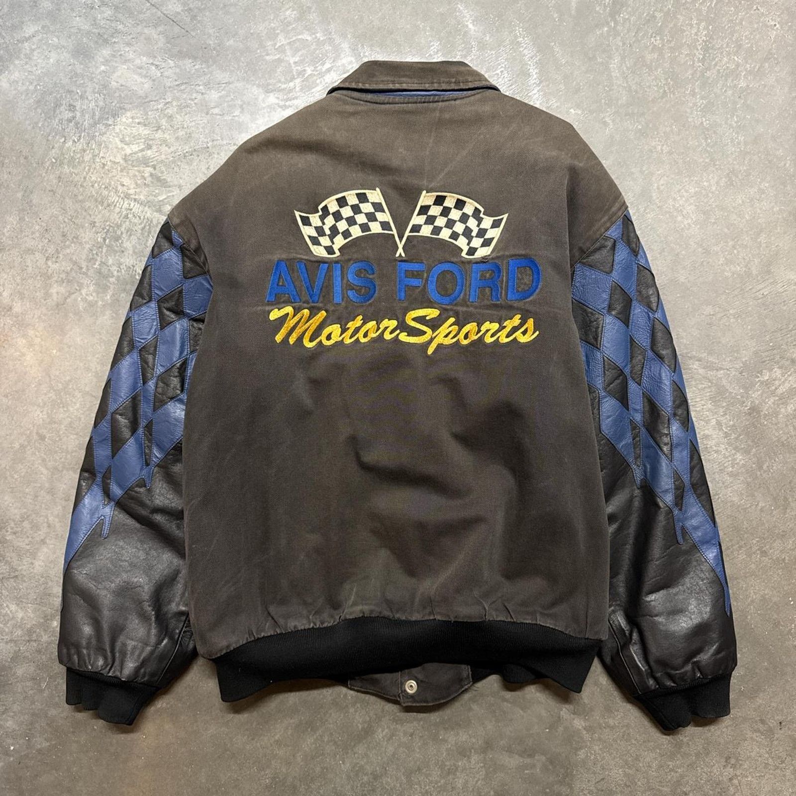 Jeff Hamilton × Vintage Vintage 90s Jeff Hamilton Avis Ford Sherpa Leather Jacket Size US L / EU 52-54 / 3 - 1 Thumbnail