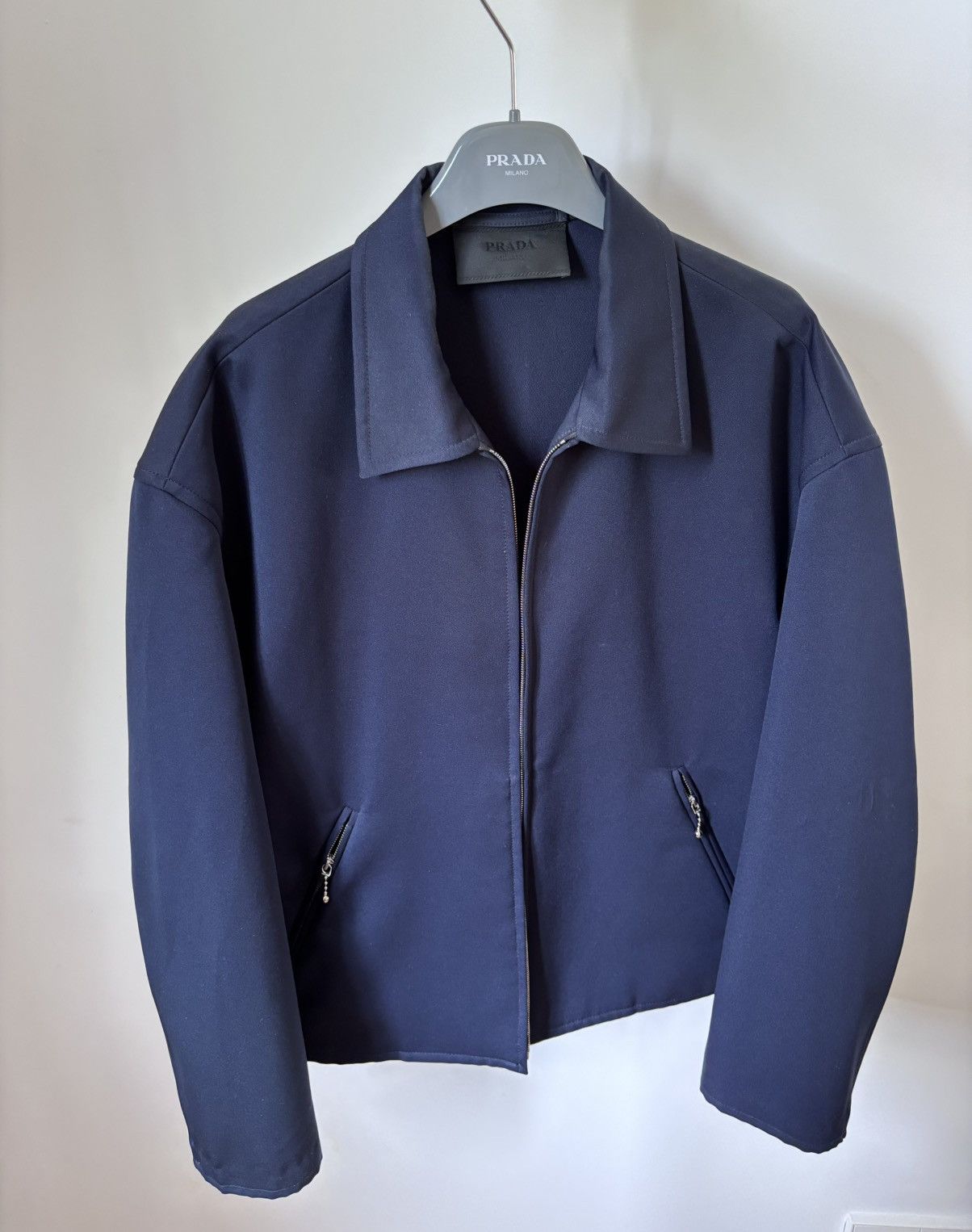 Prada Prada - Vintage Wool Gray Zip-Up Boxy Fit Jacket - Mainline 