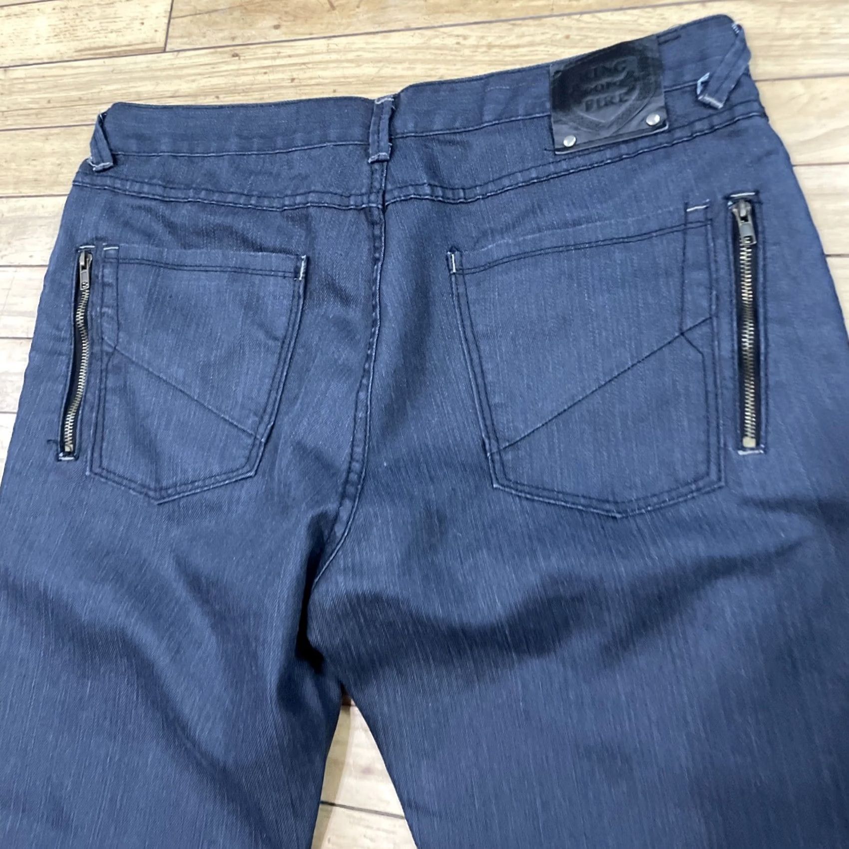 Ring Of Fire RING OF FIRE Men Jeans 36x30 Slim Straight LA Denim Dark Blue Zip Pockets Rocker" Size US 36 / EU 52 - 3 Thumbnail