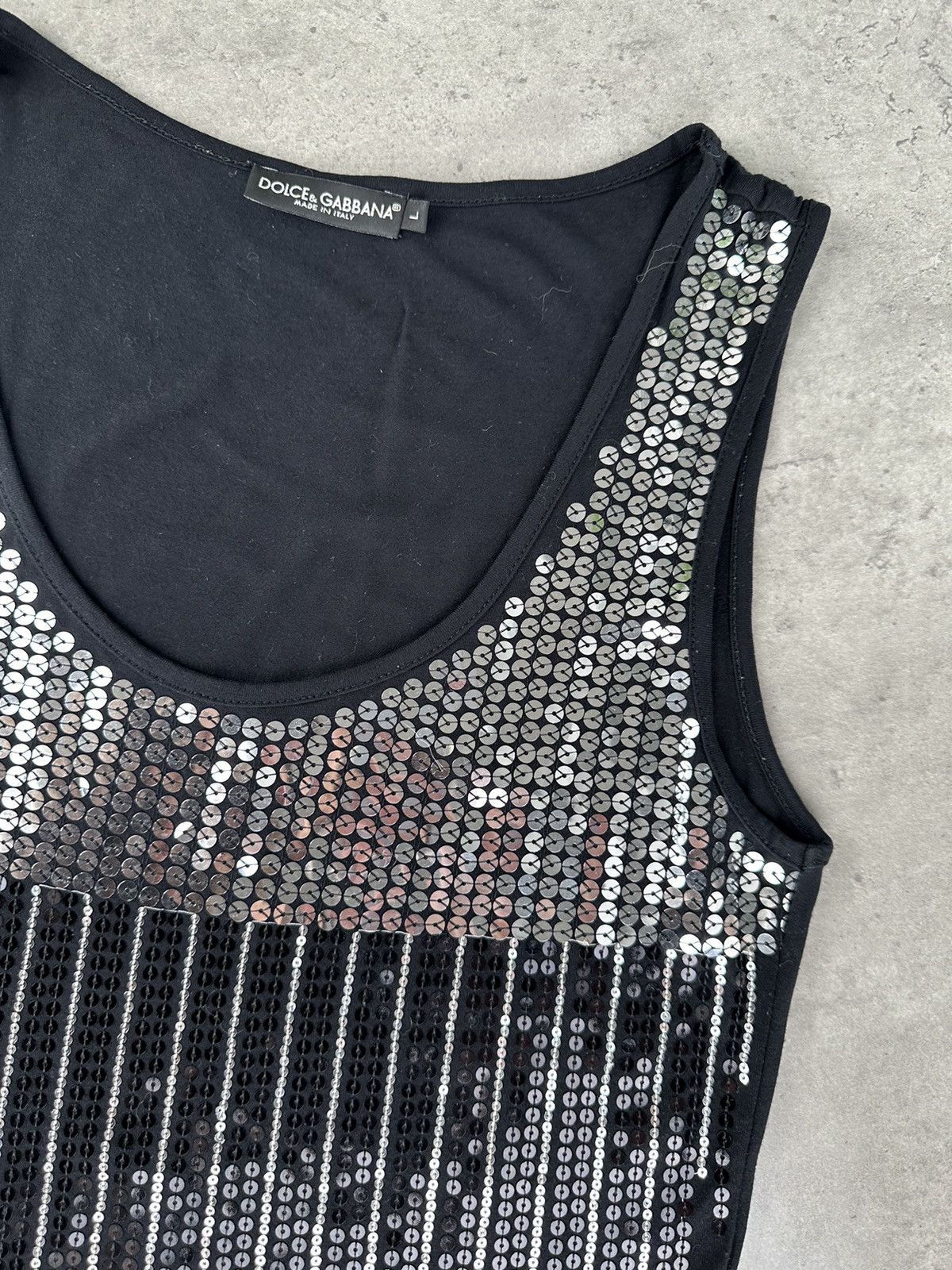 Japanese Brand Dolce&Gabbana Mini Dress With Sequins Size L / US 10 / IT 46 - 4 Thumbnail
