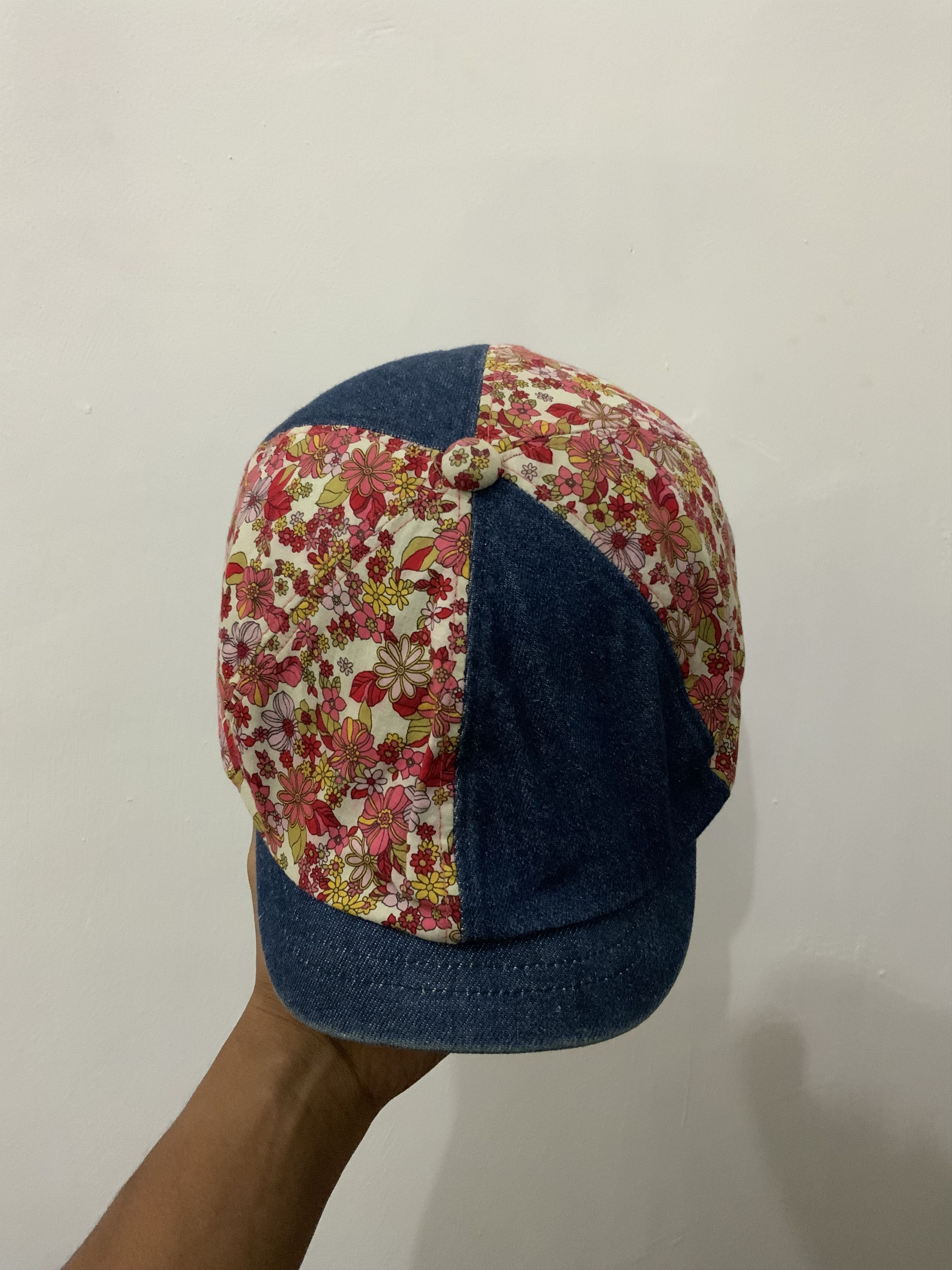 If Six Was Nine Denime Flower Patchwork Newsboy Hat Size ONE SIZE - 6 Thumbnail