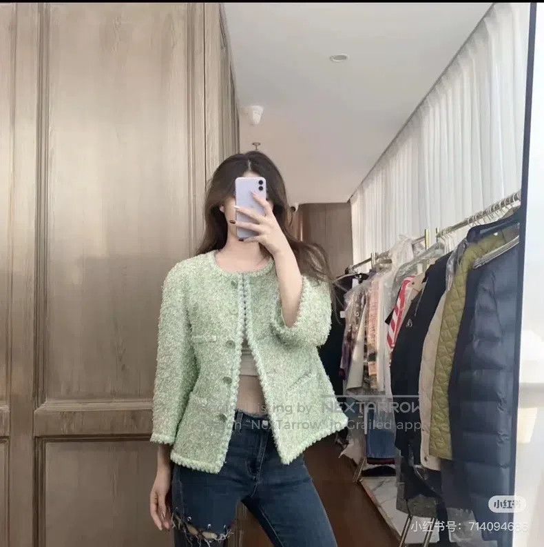 Chanel Chanel Green silver rolled edge four-pocket jacket Size S / US 4 / IT 40 - 8 Thumbnail