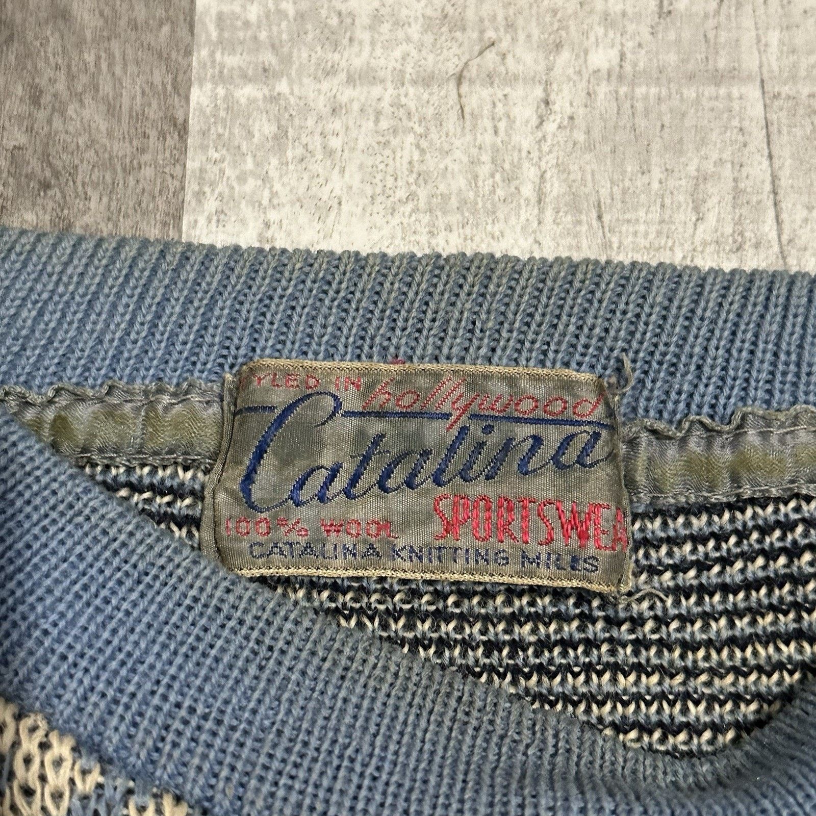 Catalina Catalina Rare Vintage 1940’s Wool Knit Novelty Sweater Blue Size S / US 4 / IT 40 - 5 Thumbnail