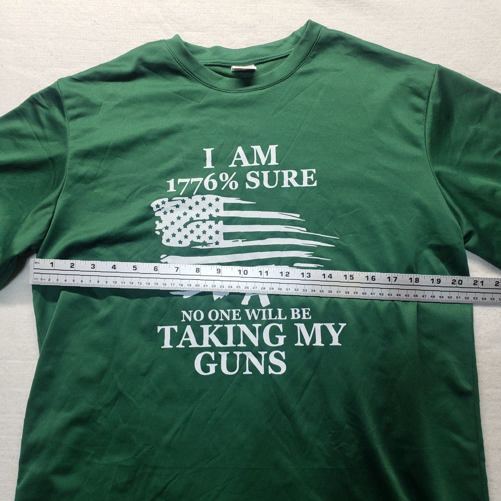 Vintage I am 1776% Sure That No One is Taking My Gun Tee T-Shirt Adult Men's L Large Shirt Green 1776 9 90s Mens Size US L / EU 52-54 / 3 - 4 Thumbnail