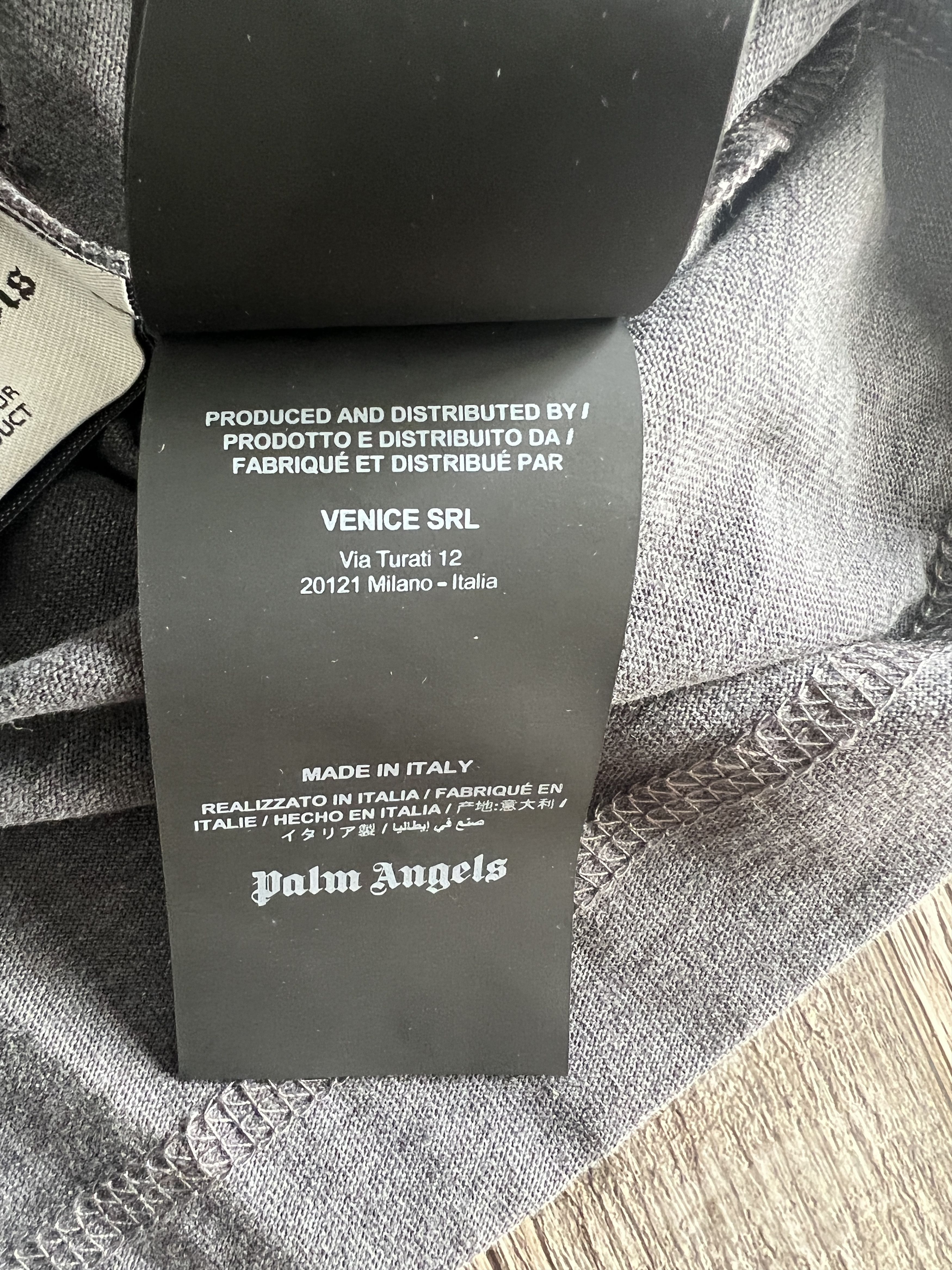 Palm Angels Palm Angels Broken Logo Panelled Black Grey Tee Size US M / EU 48-50 / 2 - 6 Thumbnail