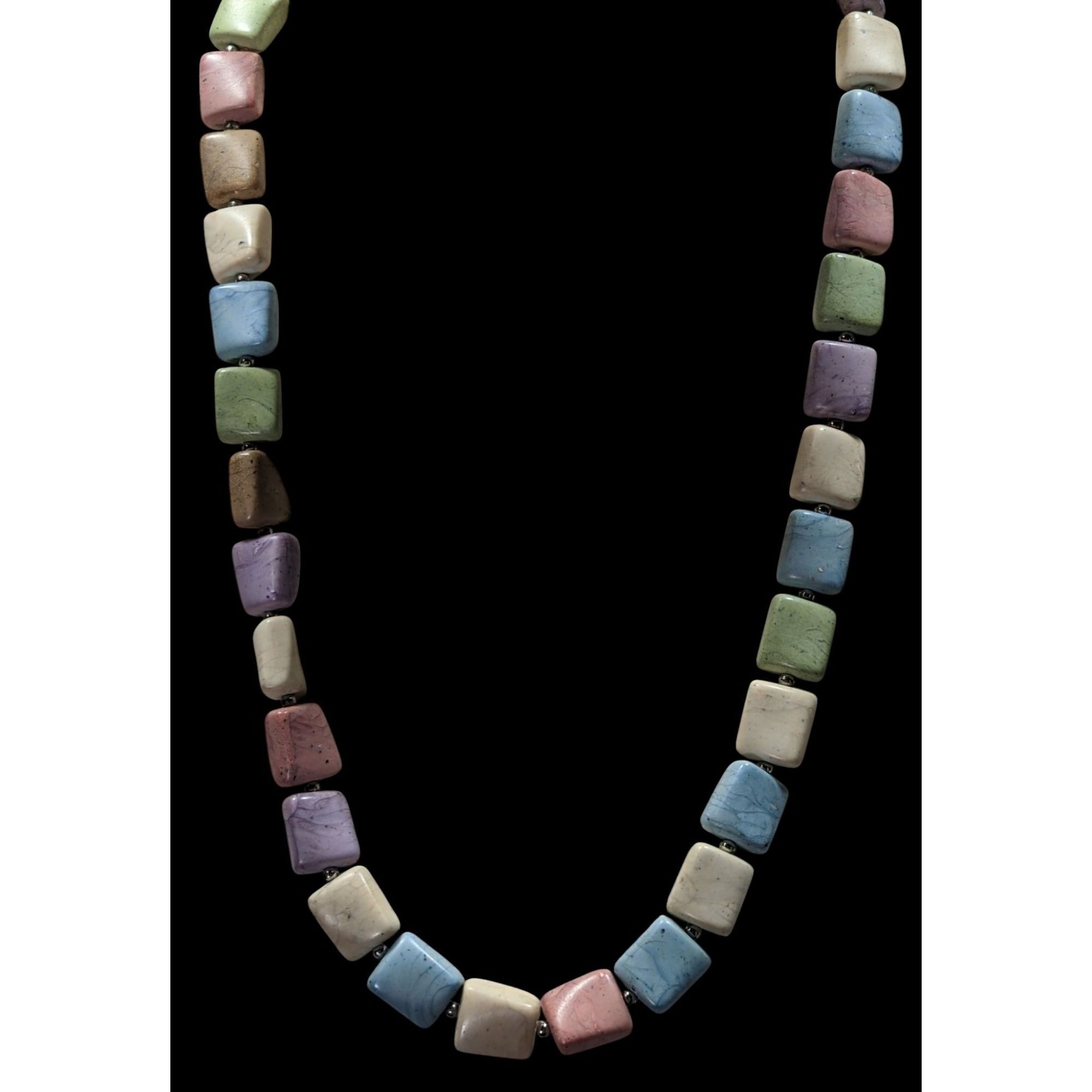 Other Vintage Pastel Faux Stone Marbled Beaded Necklace Size ONE SIZE - 3 Thumbnail