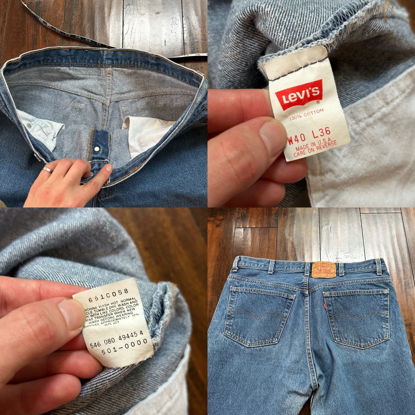Levi's VTG Levi's 501 Jeans Button Fly Straight 40x36 Blue Denim Men Regular 90s Vintage USA Tag 501 Series Mens Jeans Size US 40 / EU 56 - 8 Thumbnail