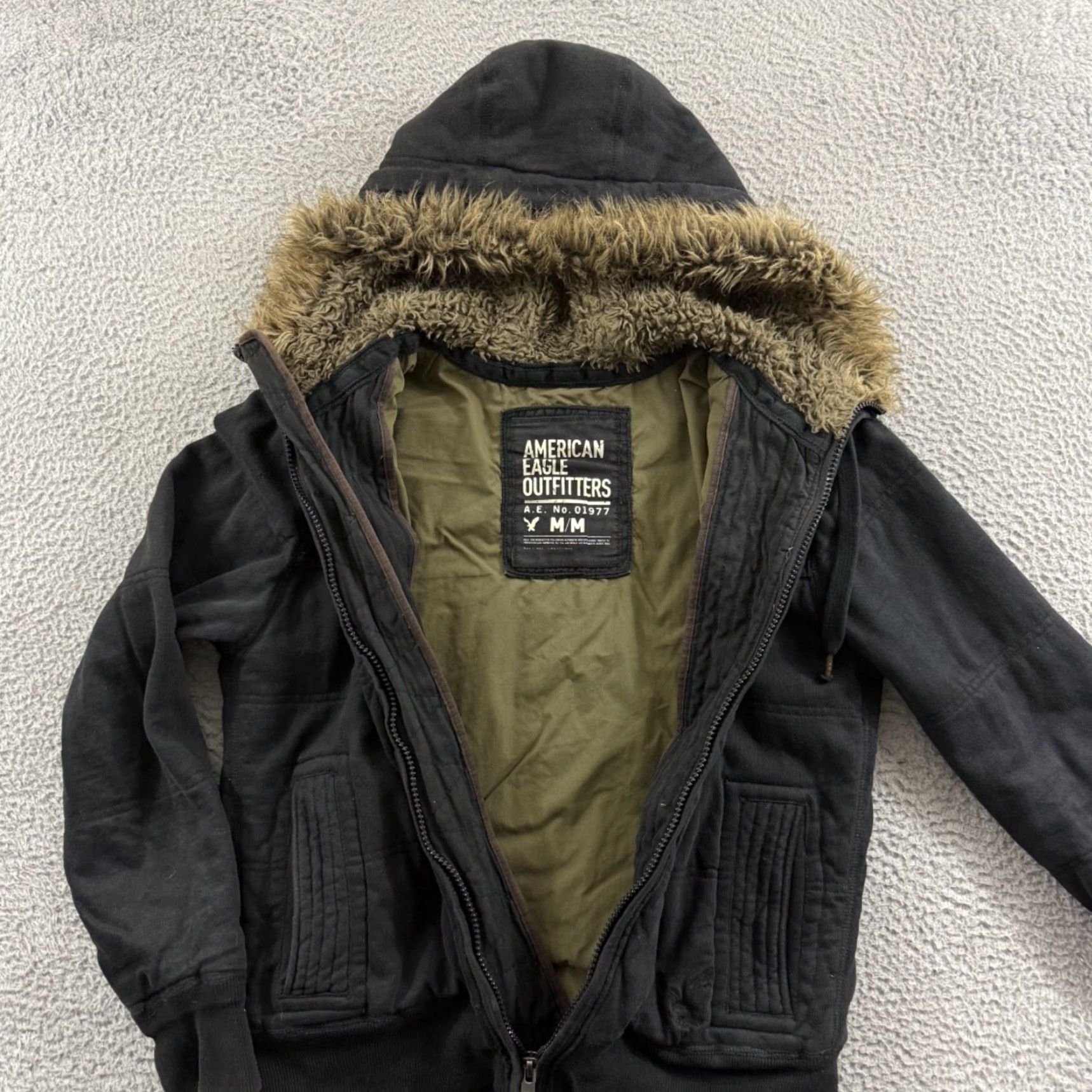 American Eagle Outfitters VINTAGE American Eagle Jacket Mens M Black Hooded Zip Bomber Jacket Outdoor Y2K Size US M / EU 48-50 / 2 - 6 Thumbnail