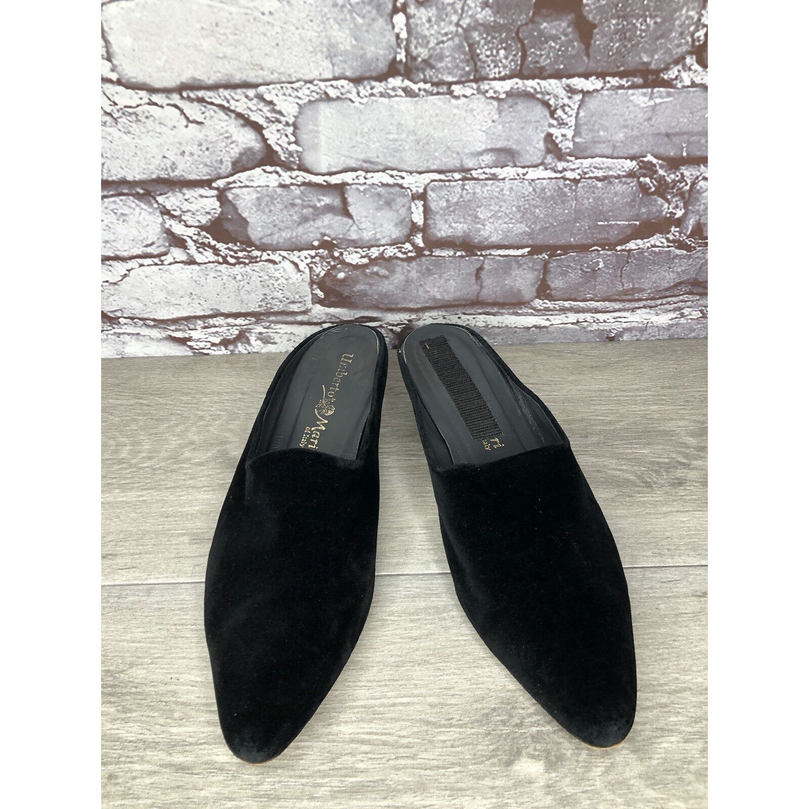 Umbro Umberto Mari Black Suede Leather Slip On Heel Mules Shoes Wo Size US 10 / IT 40 - 2 Thumbnail