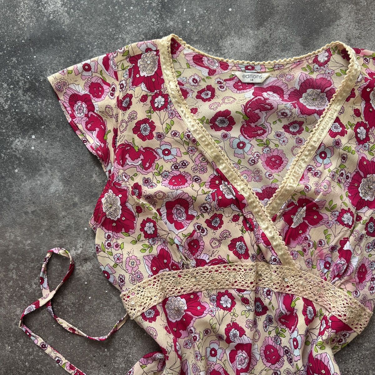 Hysteric Glamour 2000’s Aesthetic Vintage Y2K Boho Floral Babydoll Blouse Top Size L / US 10 / IT 46 - 2 Thumbnail