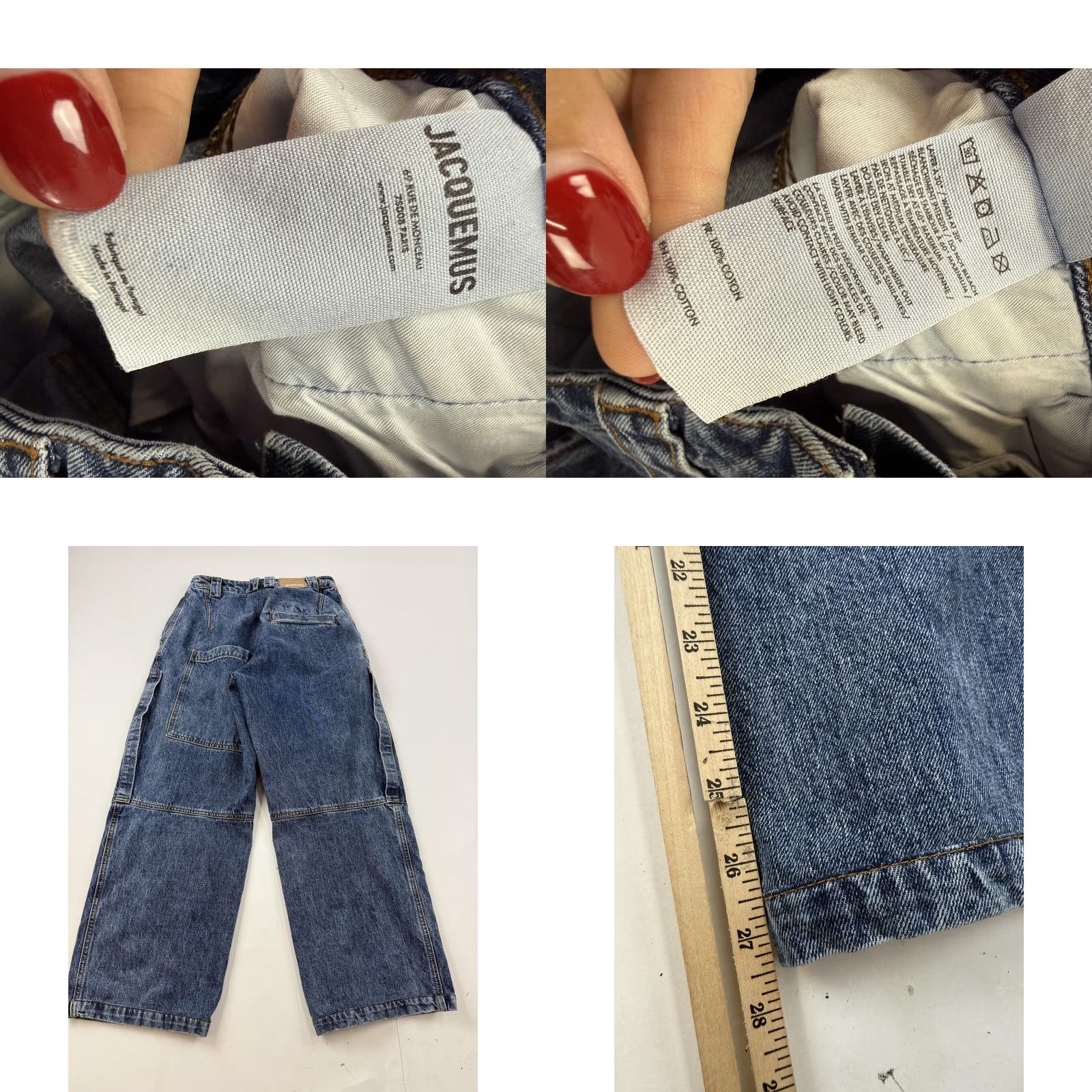 Jacquemus Jacquemus Jeans Mens 28 Blue High Rise Wide-Leg Cargo Denim Le Raphia Baggy 5-Pocket Zipper Size US 28 / EU 44 - 8 Thumbnail