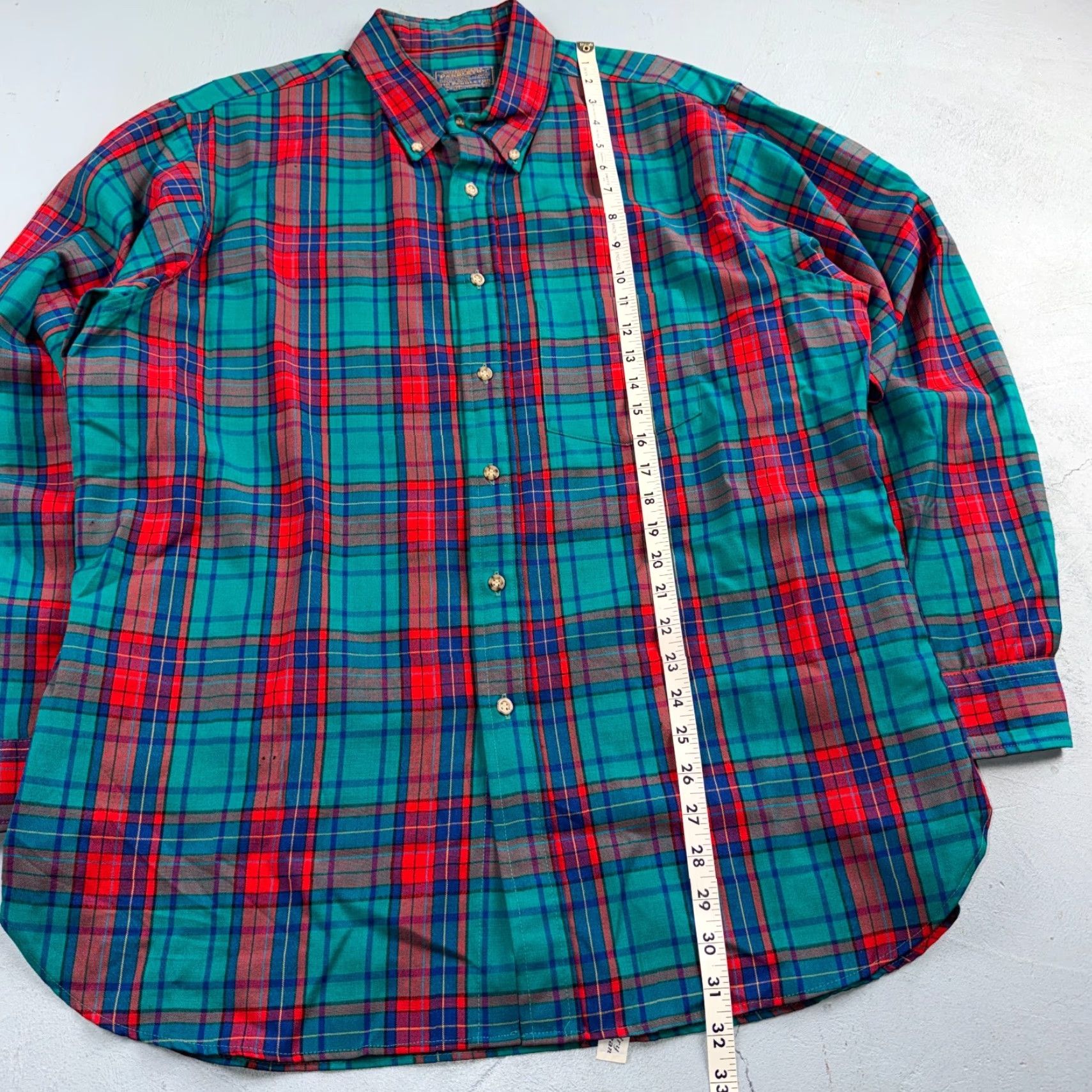 Pendleton VINTAGE Pendleton Button-Up Shirt XL Blue Red Turquoise Plaid Wool Flannel USA Made LS Size US XL / EU 56 / 4 - 4 Thumbnail