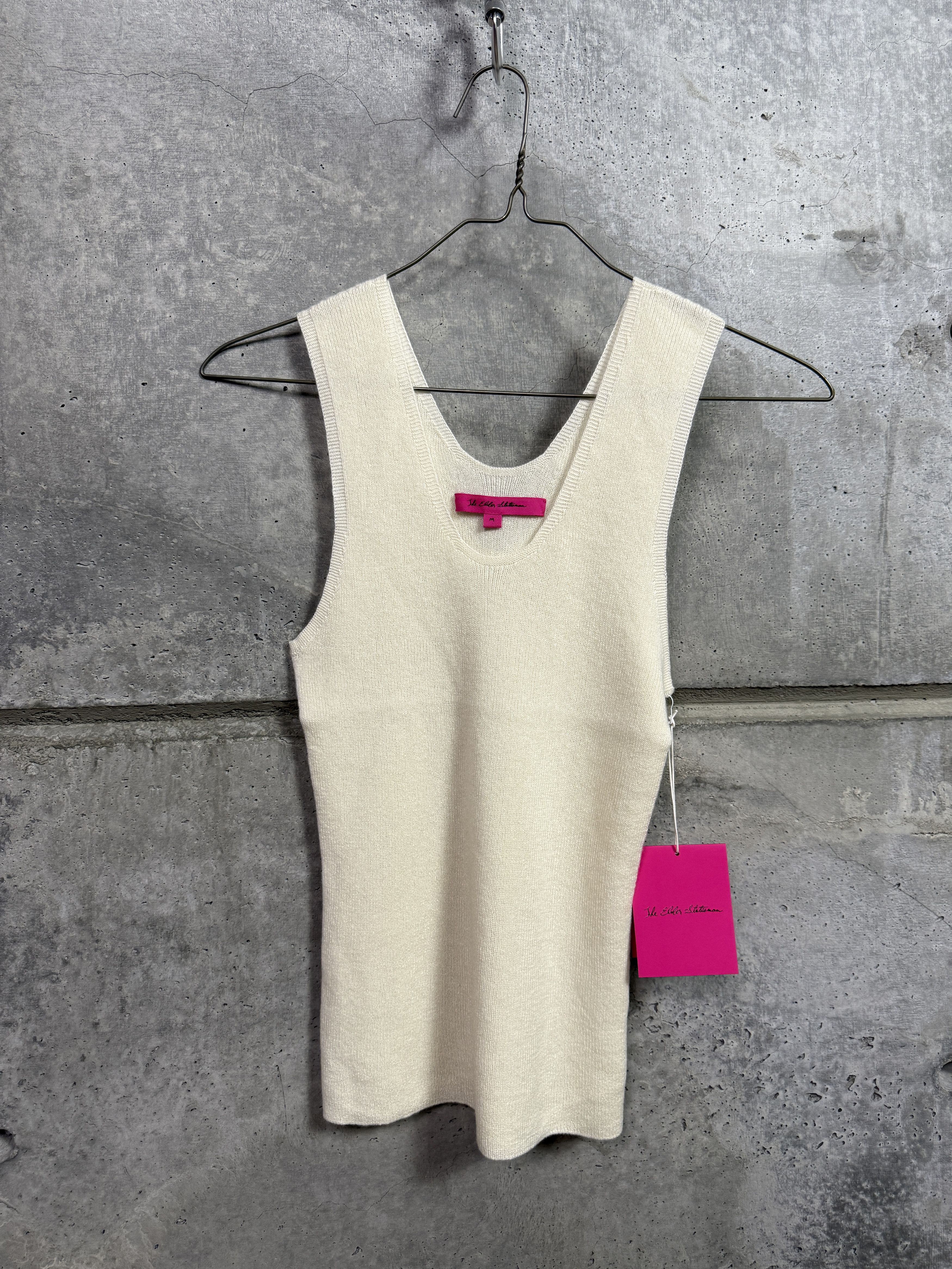 The Elder Statesman $395 The Elder Statesman Delicash White Tank Top Size M / US 6-8 / IT 42-44 - 6 Thumbnail