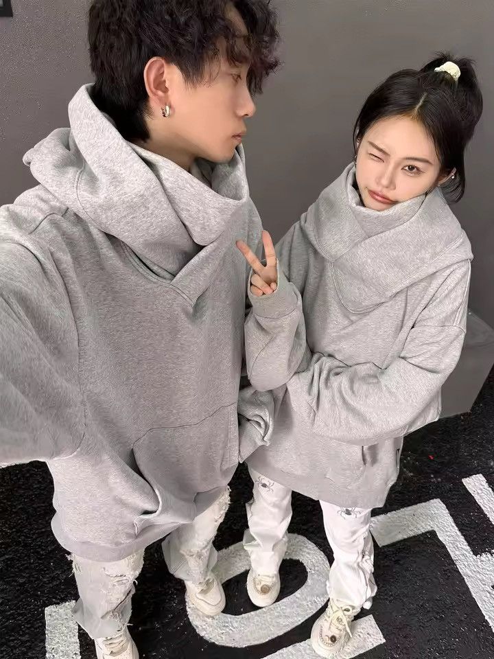 Japanese Brand OVERSIZED Grey Hoodie with Dual Zip & High Neck | Streetwear Size US L / EU 52-54 / 3 - 8 Thumbnail