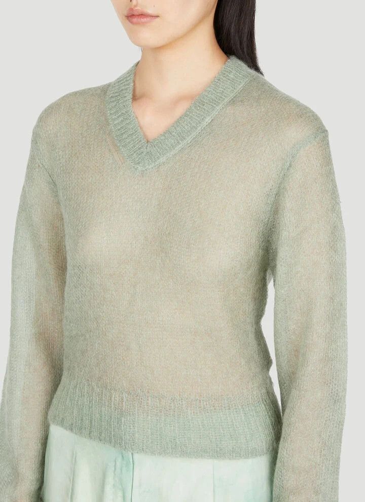 Acne Studios o1tko10526 V-Neck Mohair Sweater in Mint Size S / US 4 / IT 40 - 6 Thumbnail