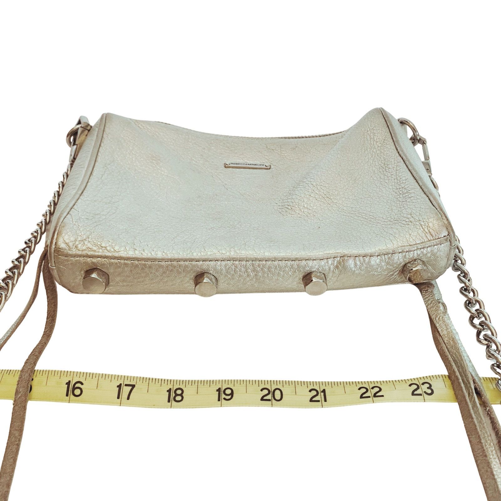 Rebecca Minkoff Rebecca Minkoff Silver Leather Crossbody with Chain Strap Size ONE SIZE - 8 Thumbnail