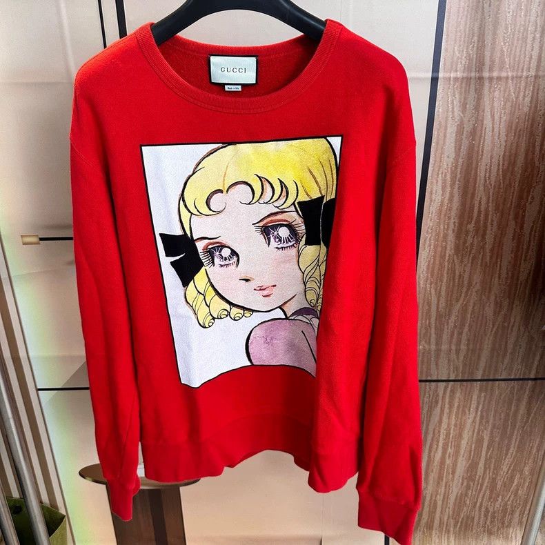 Gucci Gucci Red beautiful girl flower fairy round-neck sweatshirt Size US M / EU 48-50 / 2 - 1 Thumbnail
