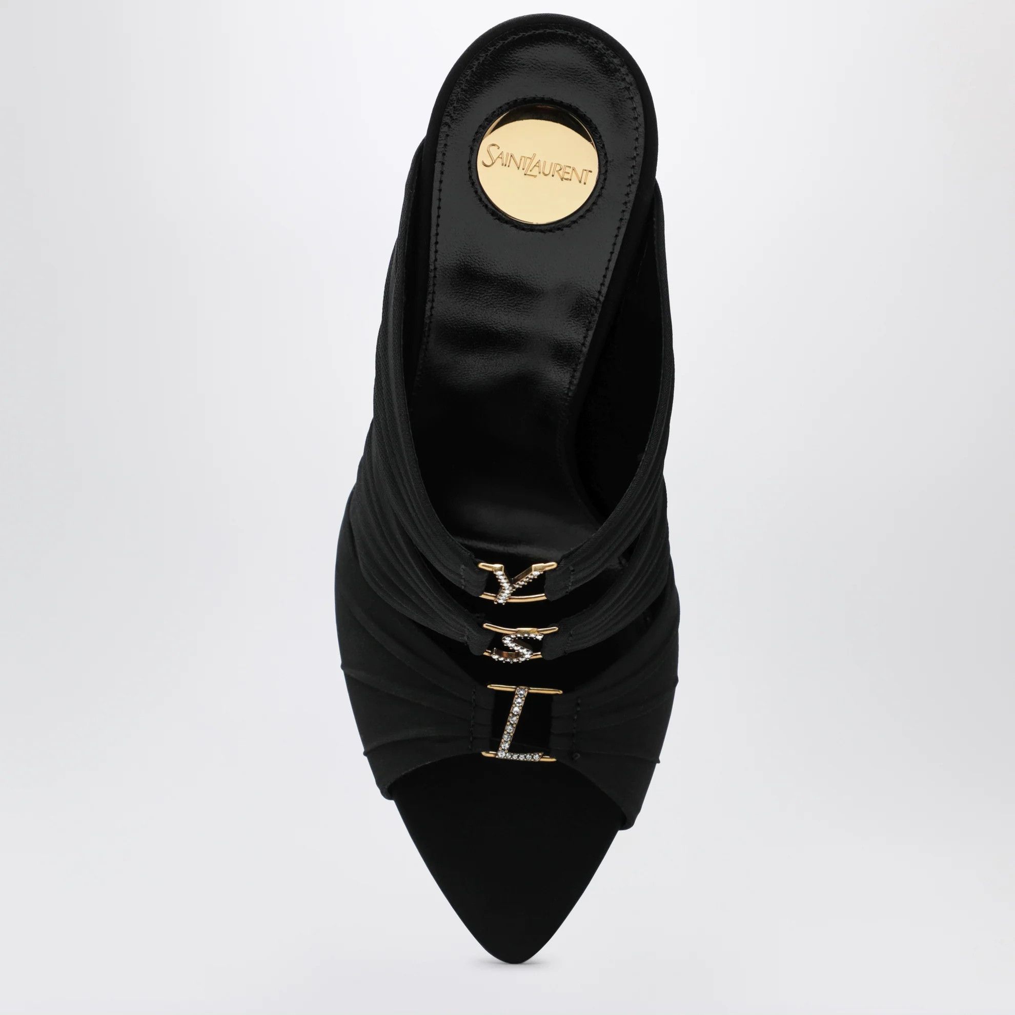 Saint Laurent Paris o1d2blof0526 Crepe Satin Mules in Black Size US 8.5 / IT 38.5 - 3 Thumbnail