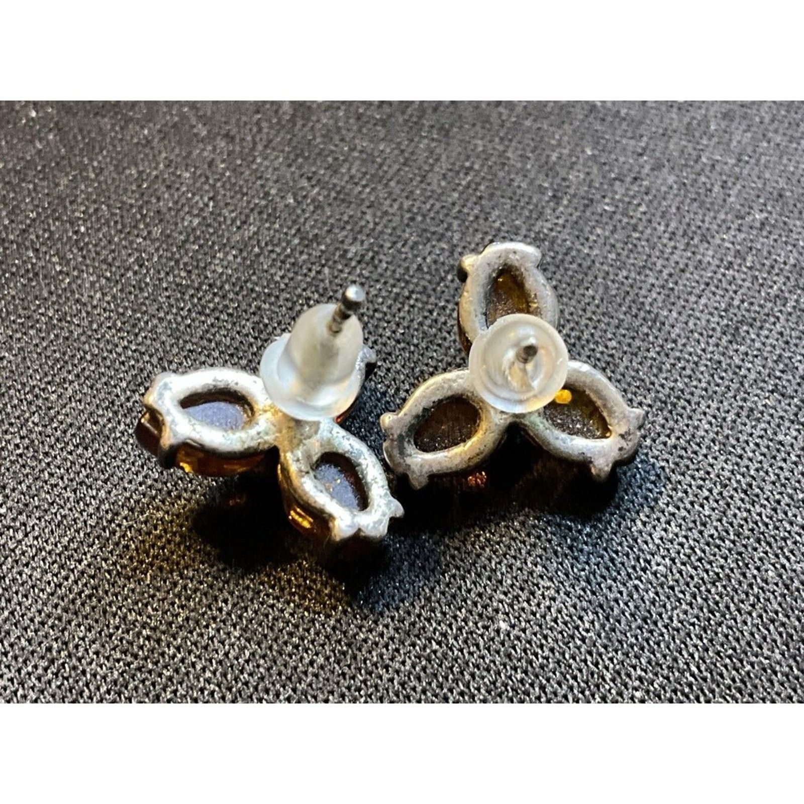 Other 925 Sterling Silver Amber Flower Post Earrings Size ONE SIZE - 6 Thumbnail