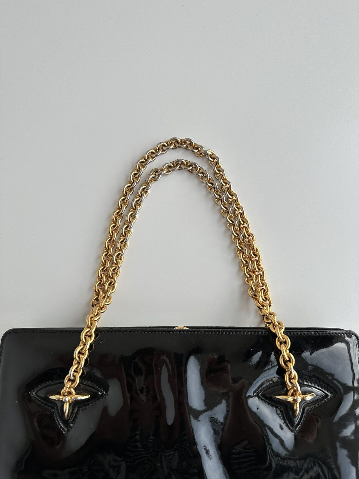 Gucci Vintage Gucci 80’s Lacquered Black Leather Hand bag Size ONE SIZE - 3 Thumbnail