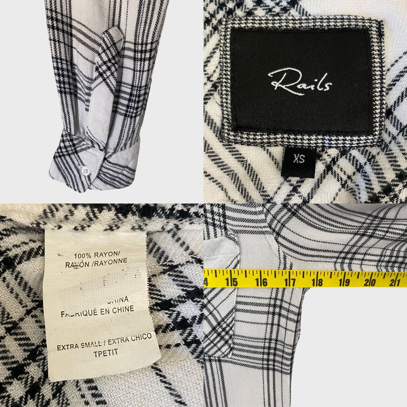 Rails VINTAGE Rails Hunter Plaid Button-Up Shirt Women's XS White Black Long-Sleeve Pocket Size XS / US 0-2 / IT 36-38 - 8 Thumbnail