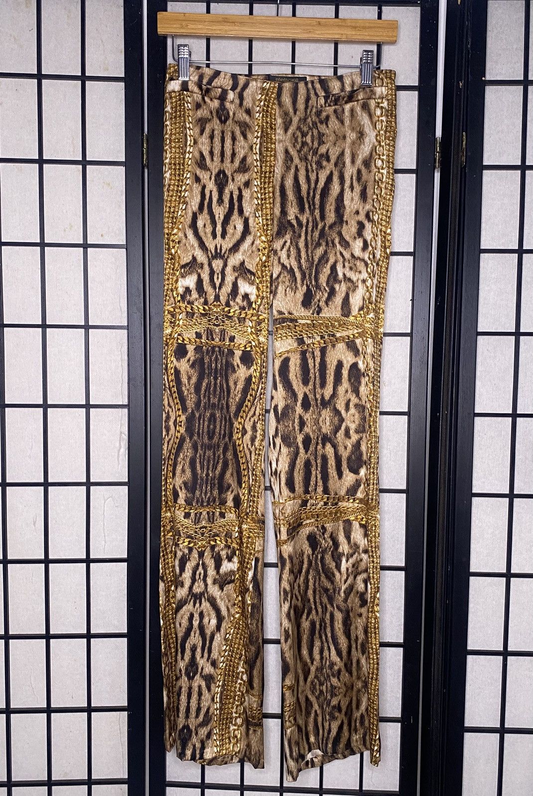 Roberto Cavalli Roberto Cavalli Leopard & Gold Chains Silk Pants Size 25" / US 0 / IT 36 - 8 Thumbnail
