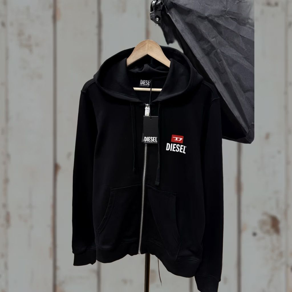 Diesel VINTAGE? Diesel Full Zip Hoodie Black For Successful Living Y2K Size L Mens Size US L / EU 52-54 / 3 - 1 Thumbnail