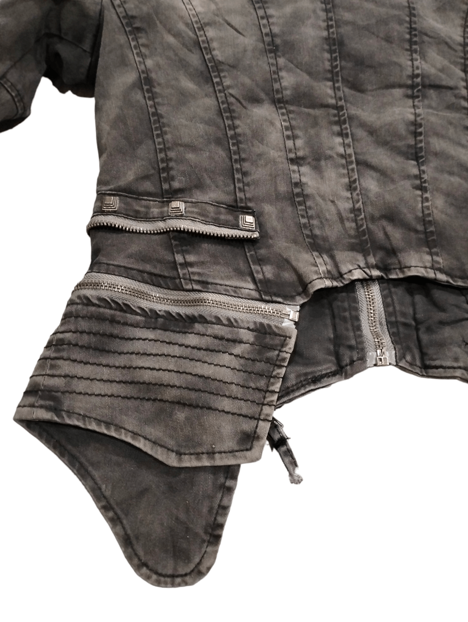 Japanese Brand RARE💥Echolove Zippers and Studs Black Washed Denim Jacket Size S / US 4 / IT 40 - 14 Thumbnail