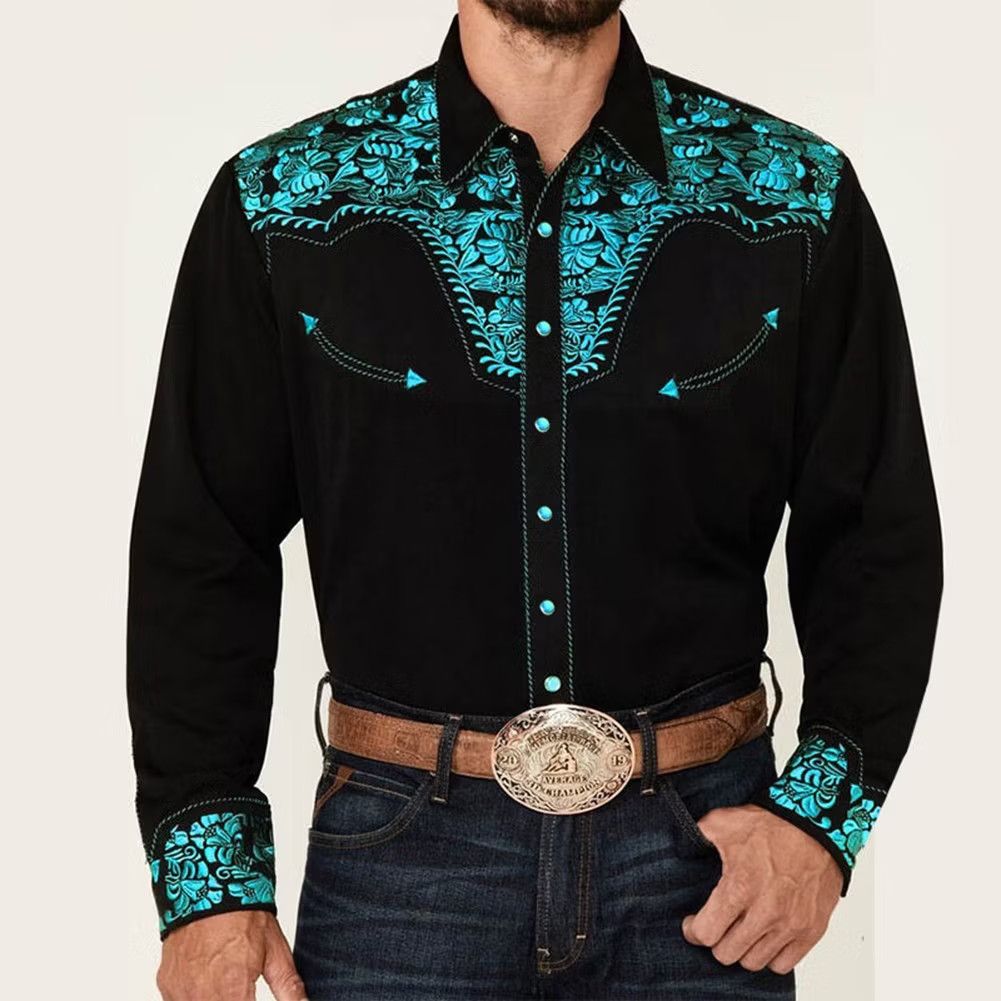 Japanese Brand Cowboy style Sian colour Western shirt Size US L / EU 52-54 / 3 - 1 Thumbnail