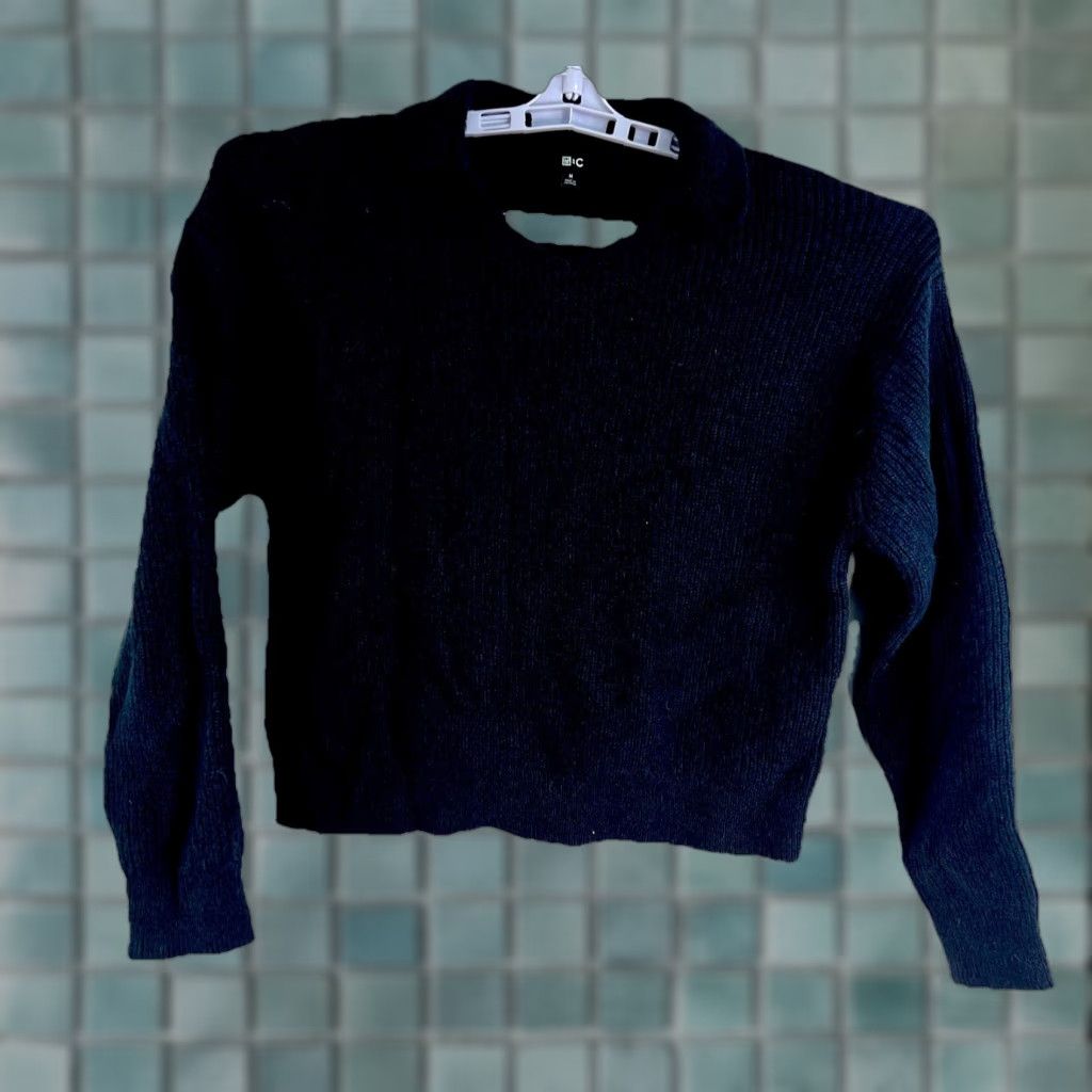 Uniqlo Uniqlo Wool Blend Cropped Sweater Womens M Blue Pullover Knit 90s Casual Winter Fall Size M / US 6-8 / IT 42-44 - 1 Thumbnail