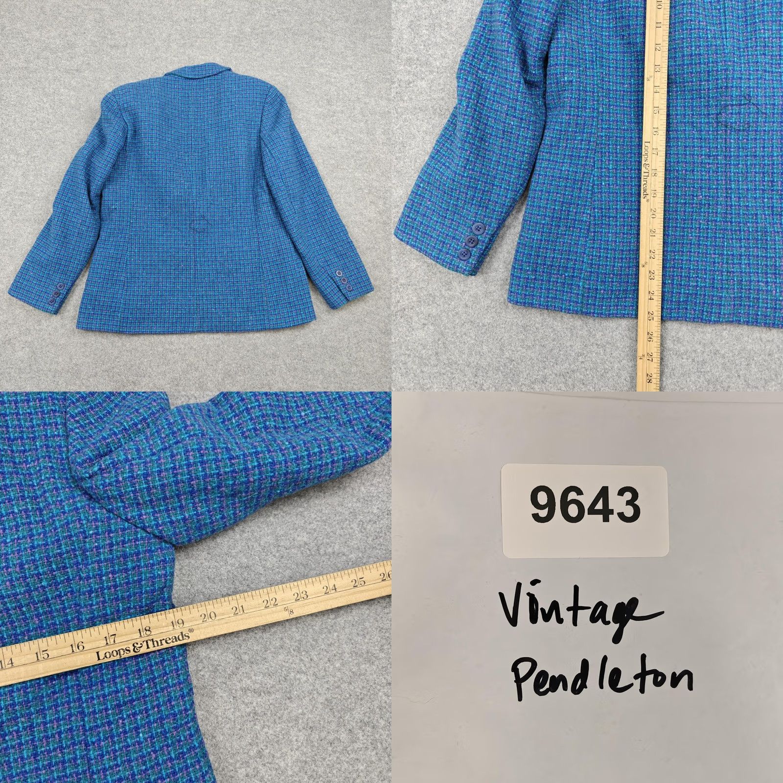 Pendleton VINTAGE Pendleton Skirt Suit Womens 12 Blue Blazer Wool Check Tweed One Button Lined Size XL / US 12-14 / IT 48-50 - 8 Thumbnail