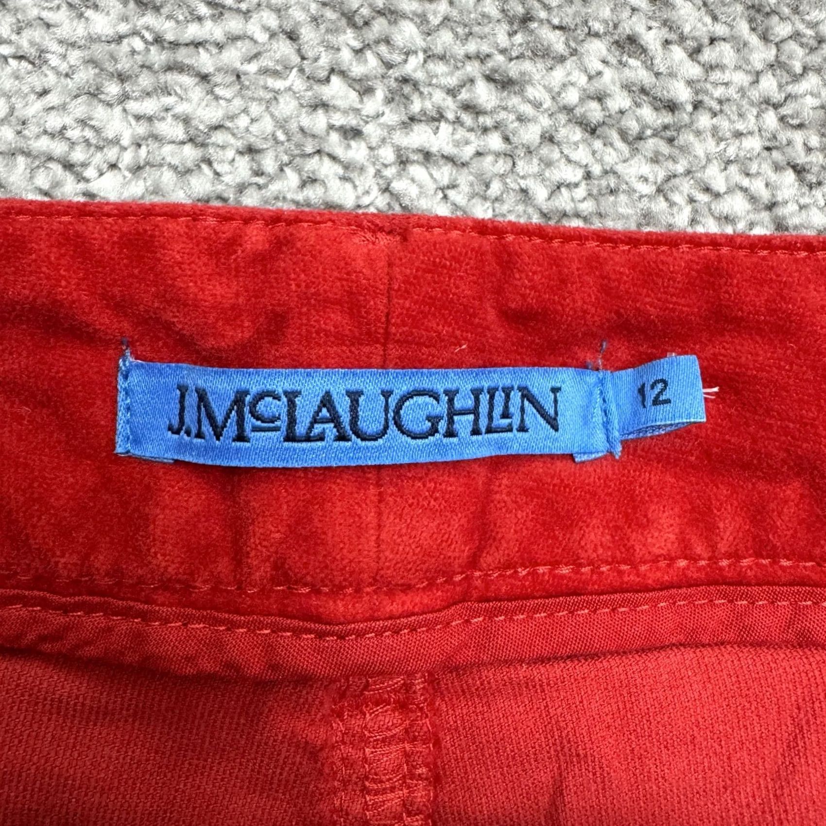 Madewell J. McLaughlin Velveteen Straight Leg Pants Womens 12 Red High Rise Stretch 34x30 Size 42" / US 20 - 7 Thumbnail