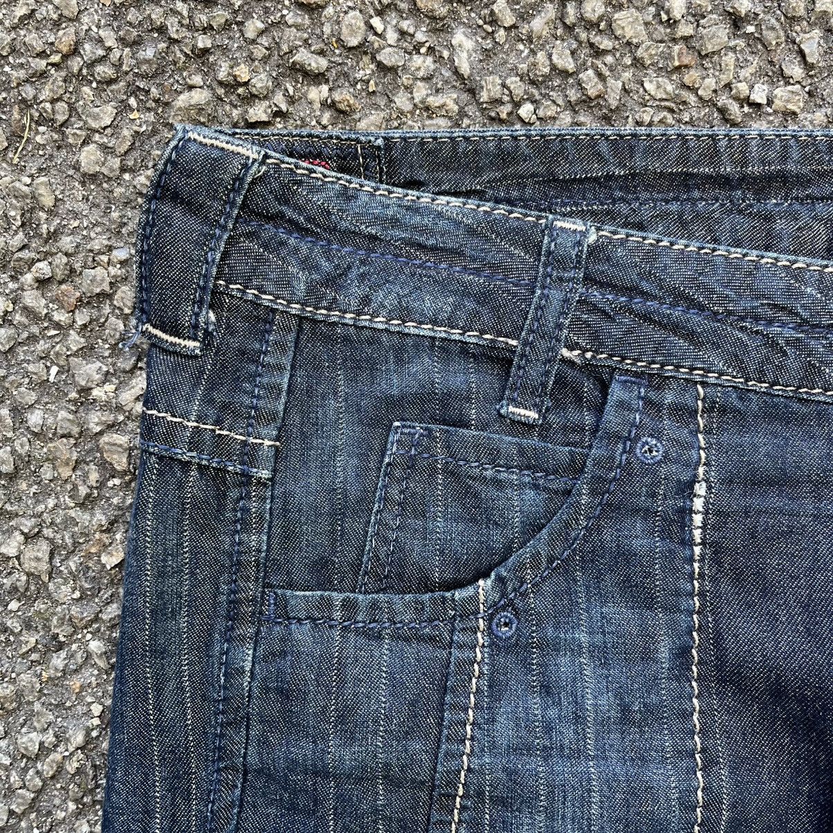 Marithe + Francois Girbaud Crazy Vintage Y2K MFG Striped Jeans Blue Denim Size US 33 - 4 Thumbnail
