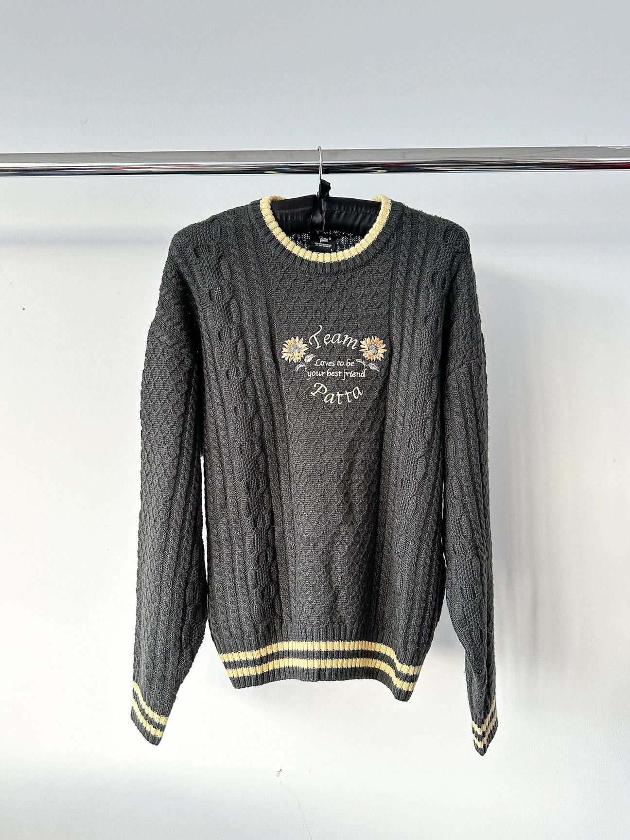 Patta Patta Loves You Cable Knitted Pirate Black Jumper Size US L / EU 52-54 / 3 - 2 Thumbnail