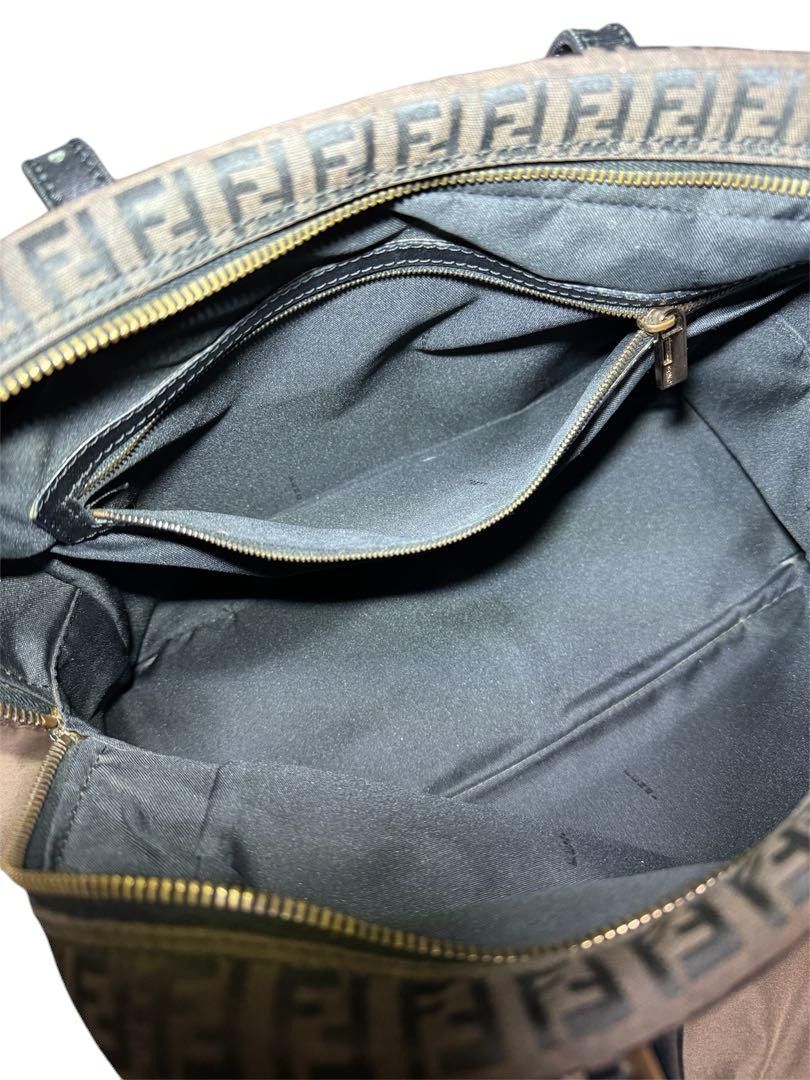 Fendi Fendi - Shoulder Bag Zucchino Pattern Black Brown Handbag Size ONE SIZE - 6 Thumbnail